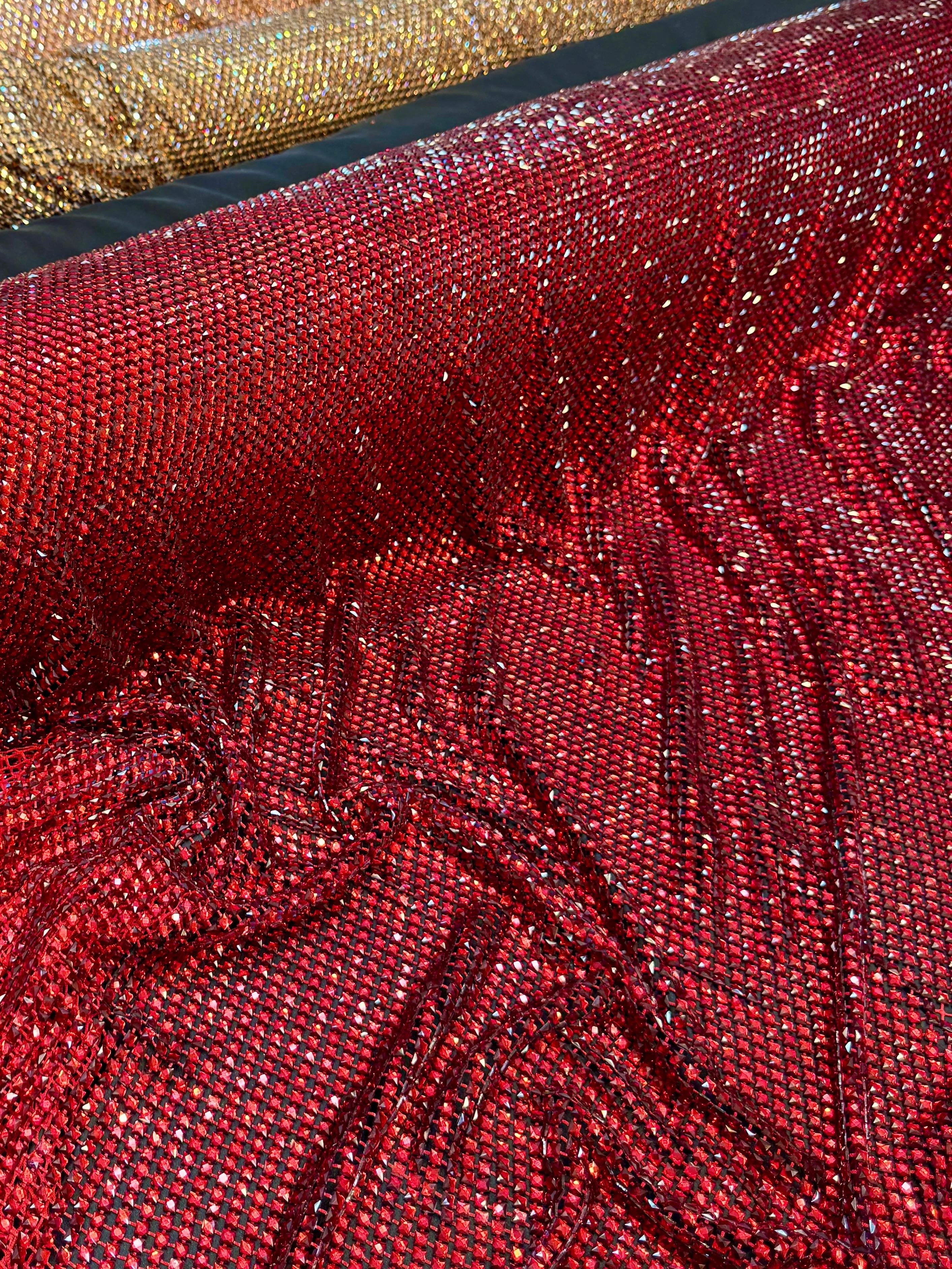Red Luxury Rhinestone Mesh - Image 3