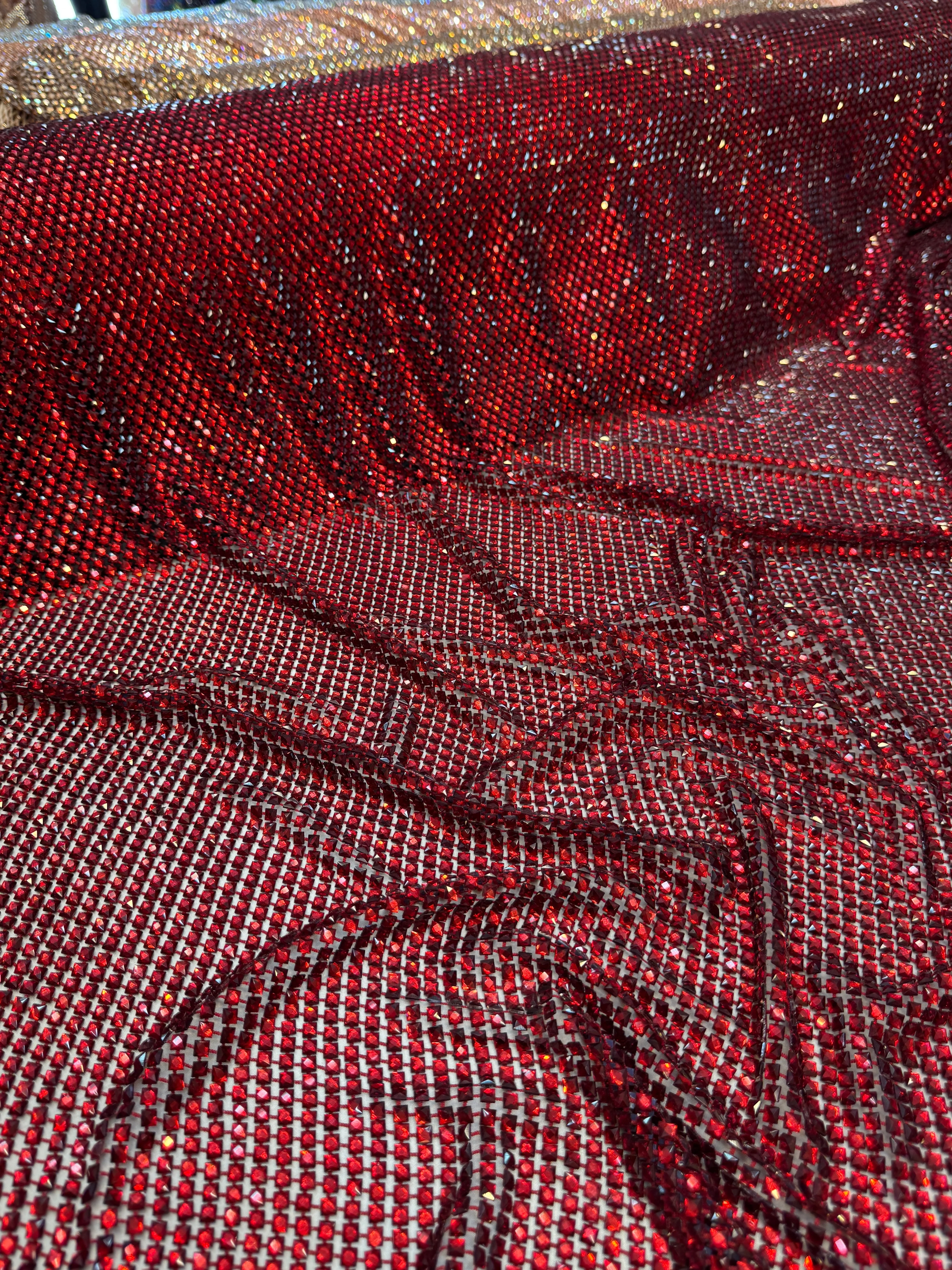 Red Luxury Rhinestone Mesh - Image 6