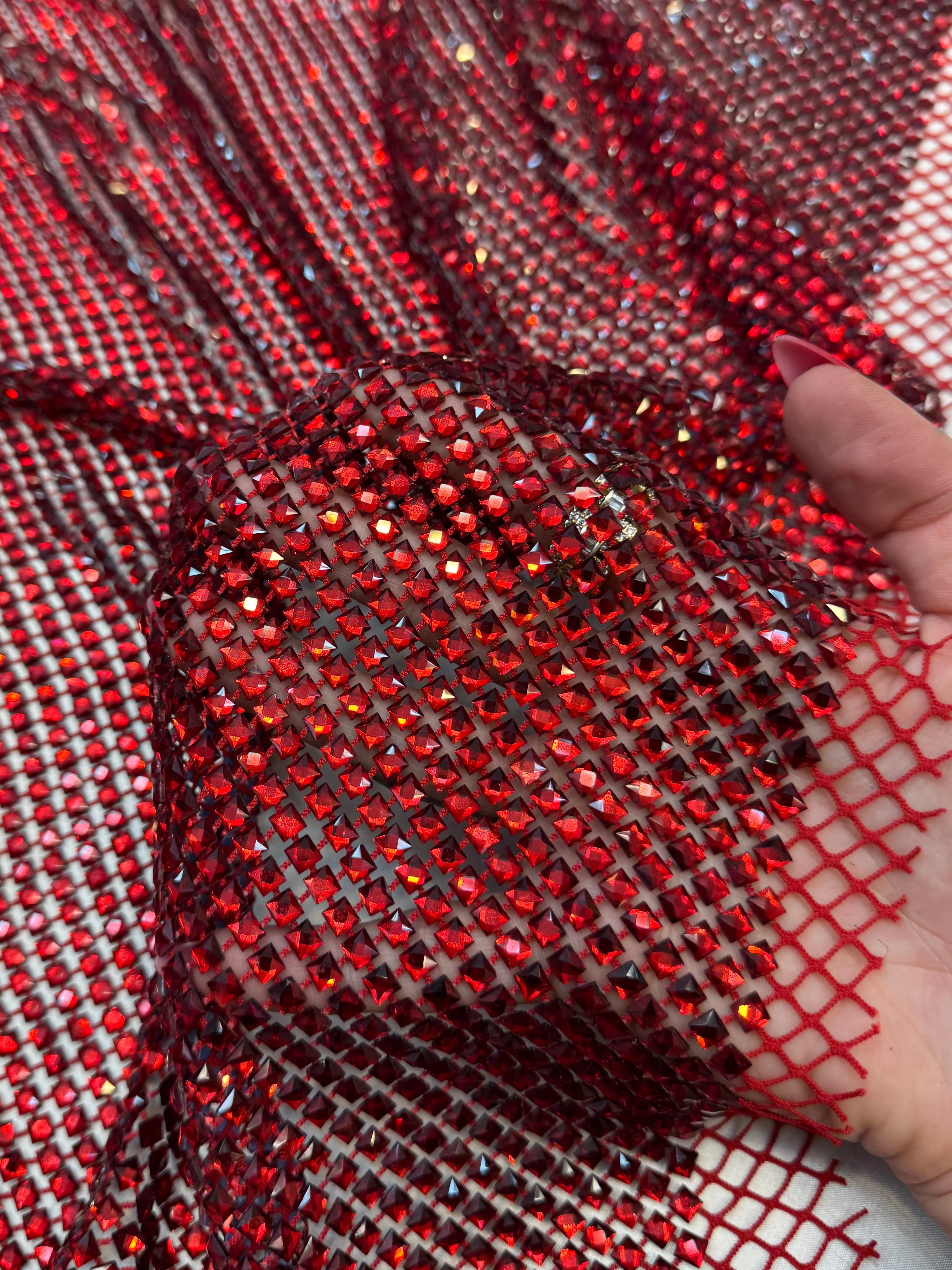 Red Luxury Rhinestone Mesh - Image 9