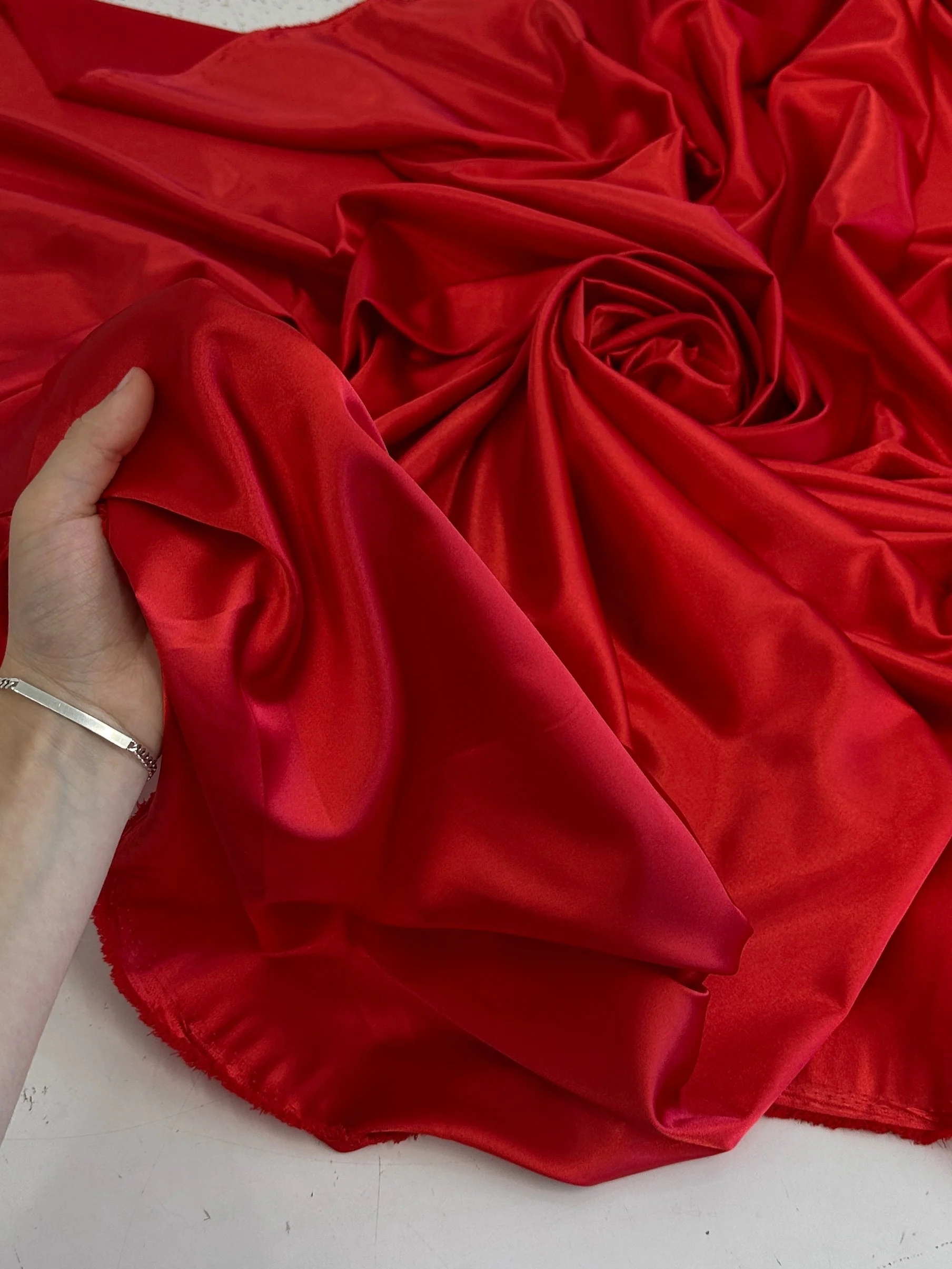 Red Luxury Silky Stretch Satin - Image 8