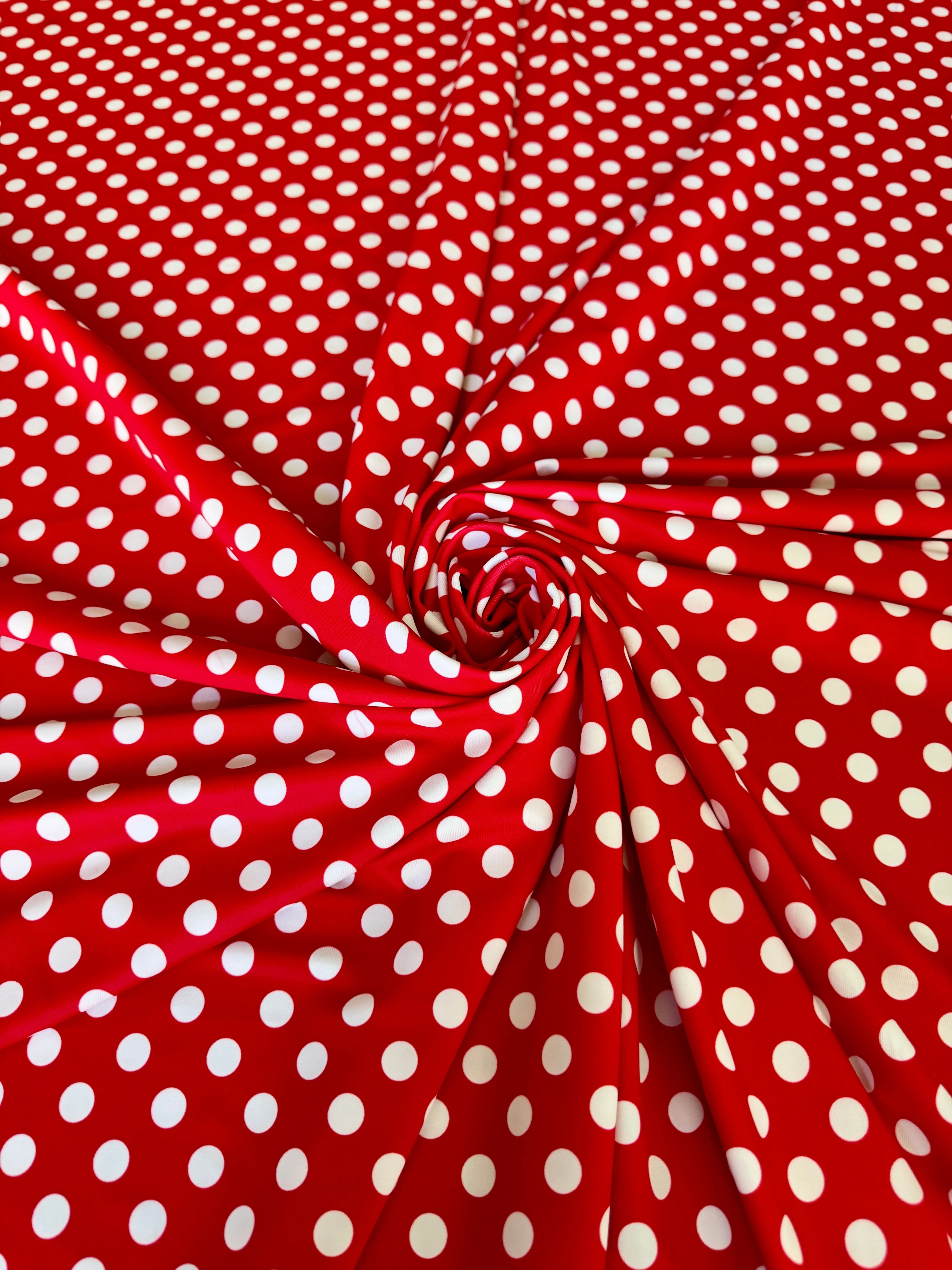 Red Polka Dot Nylon Spandex - Image 3