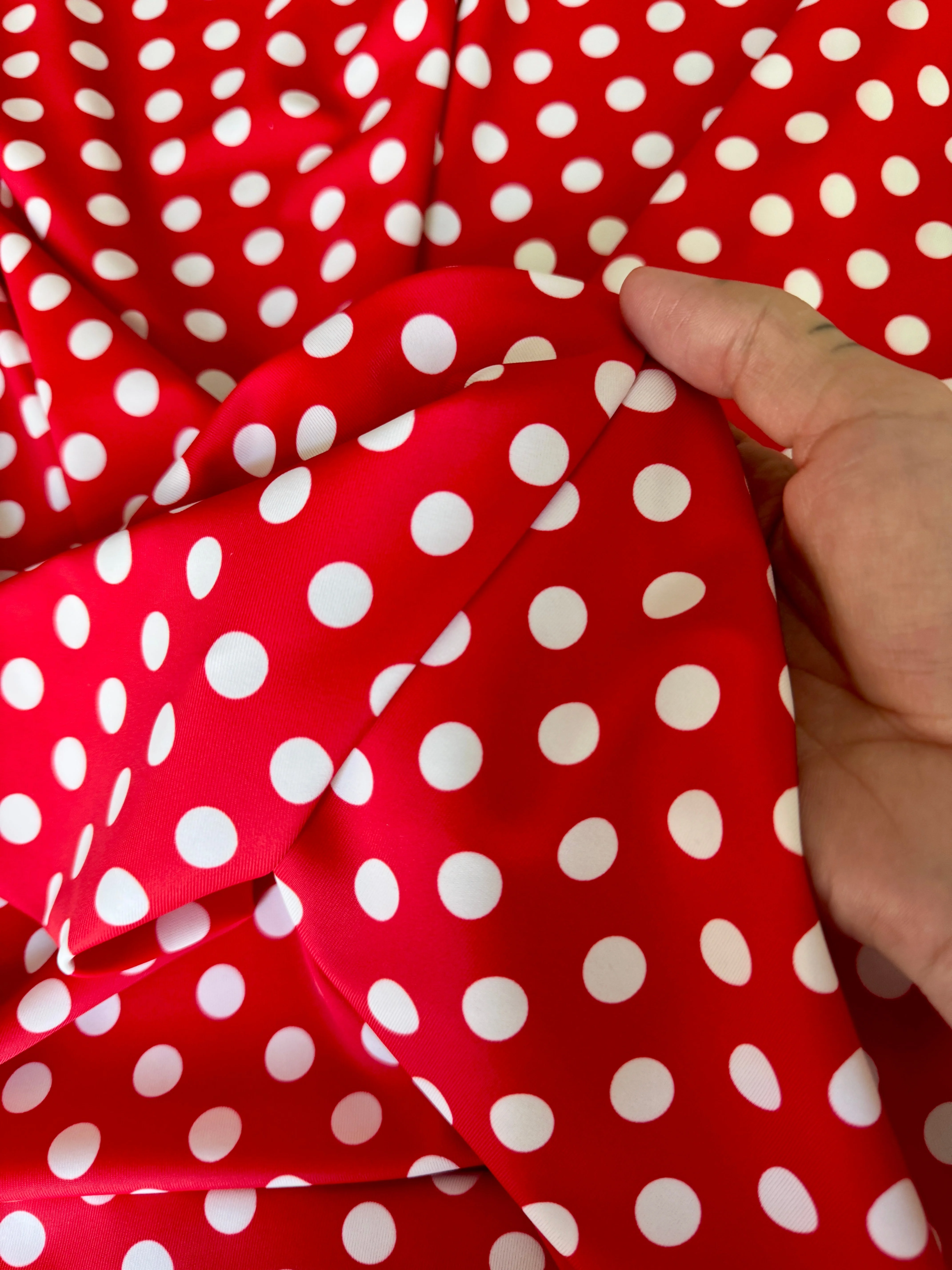Red Polka Dot Nylon Spandex - Image 7