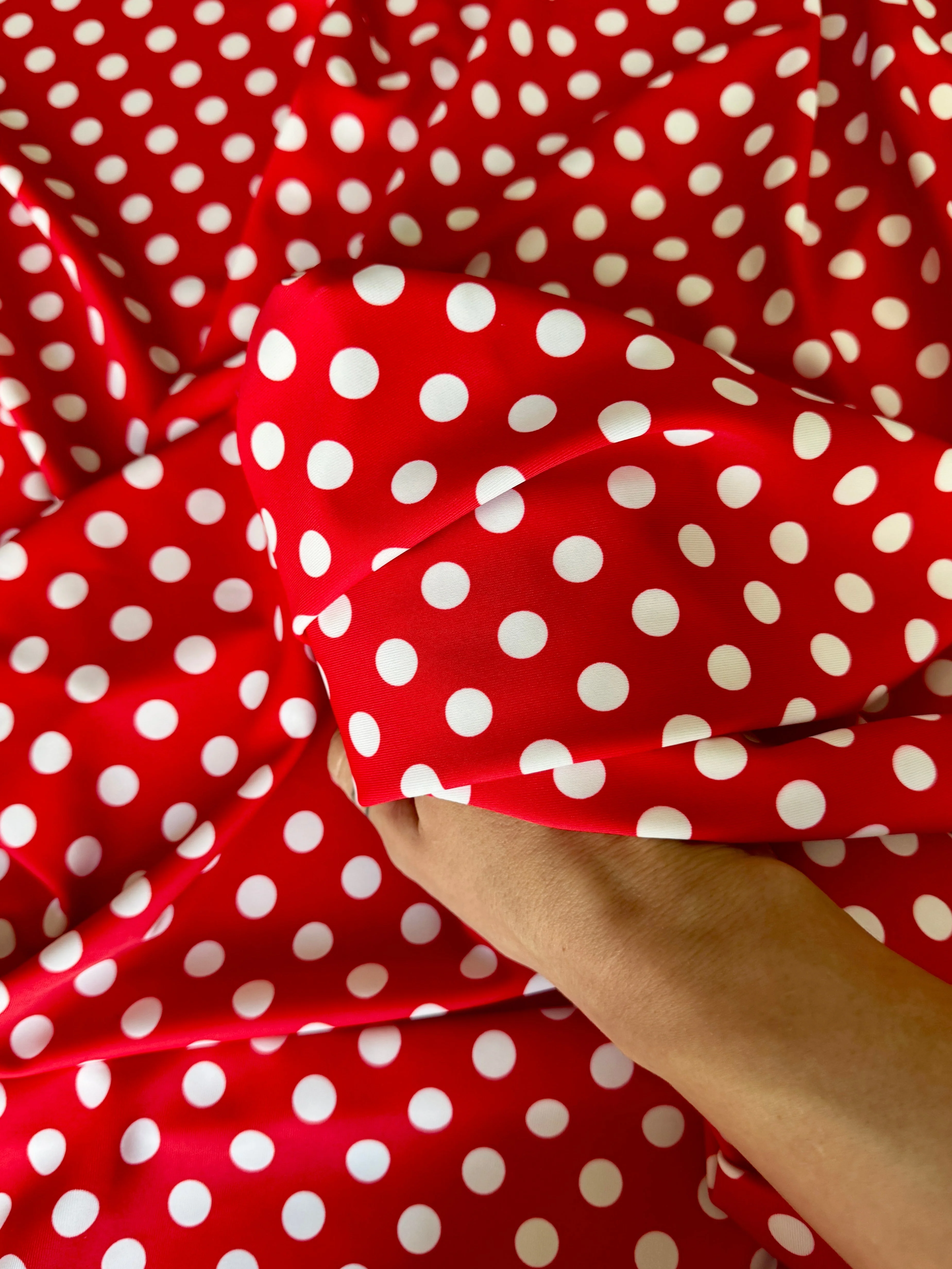 Red Polka Dot Nylon Spandex - Image 8
