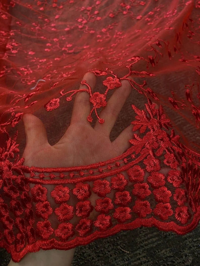 Red Scallop Lace - Image 8
