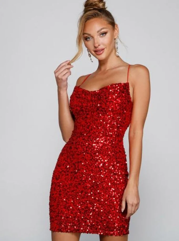 Red Stretch Sequin on Mesh - Image 4