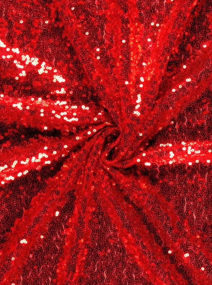 Red Stretch Sequin on Mesh - Image 5