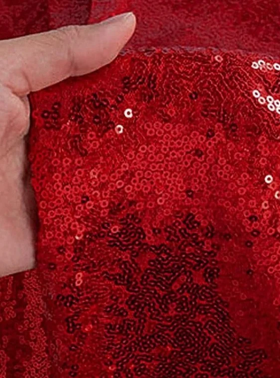 Red Stretch Sequin on Mesh - Image 6