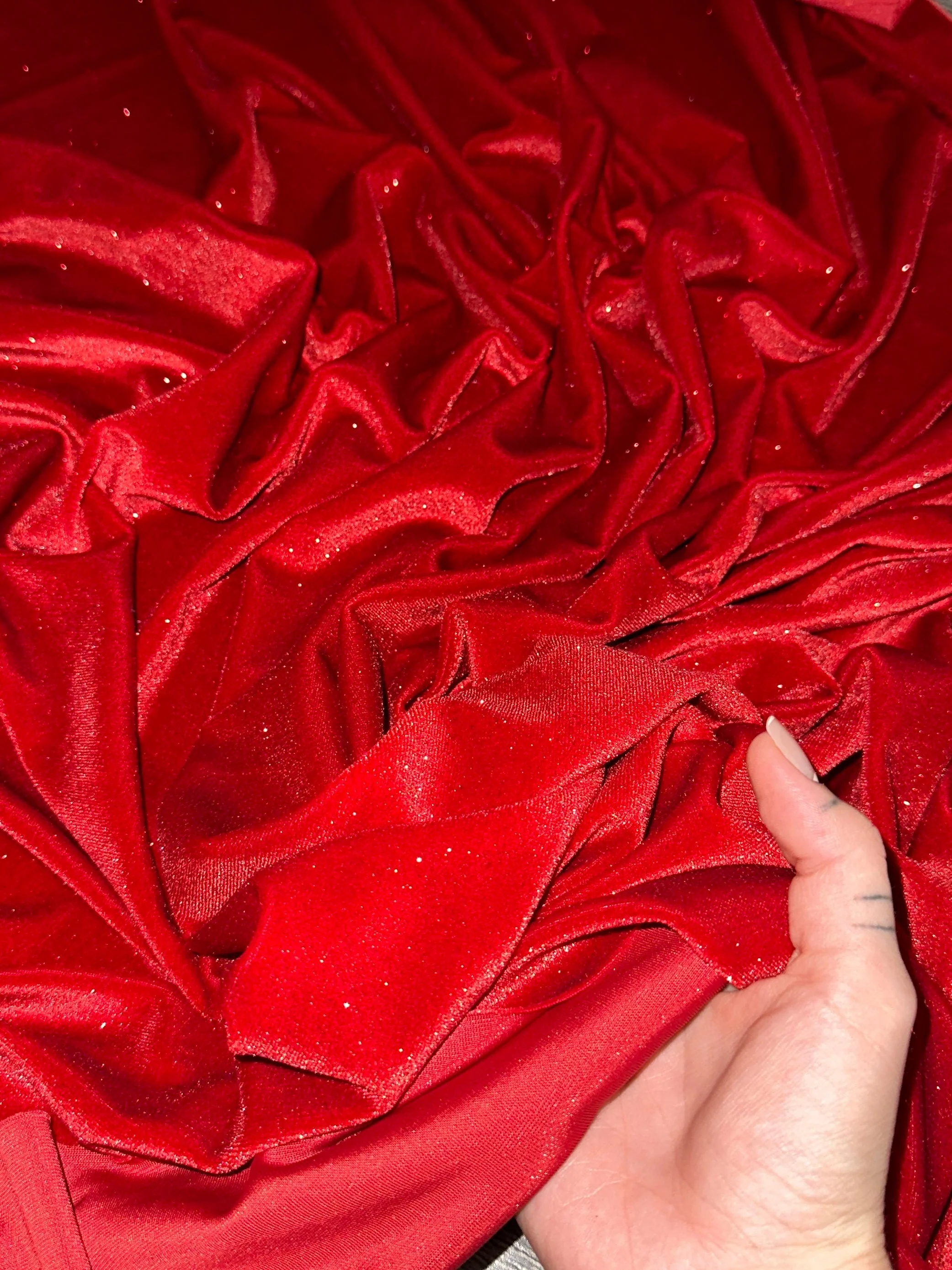 Red Shimmery Stretch Velvet - Image 2