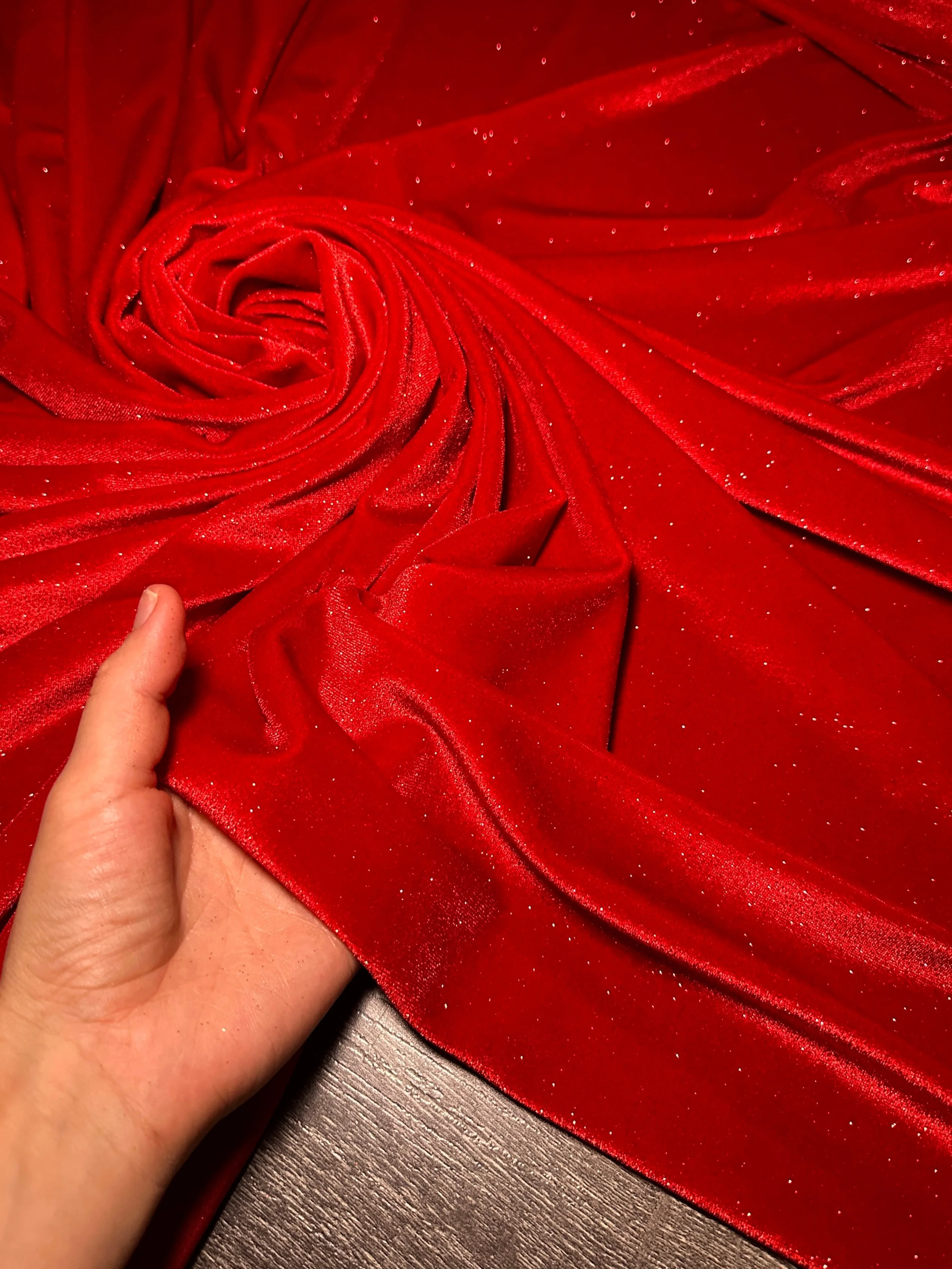 Red Shimmery Stretch Velvet - Image 5