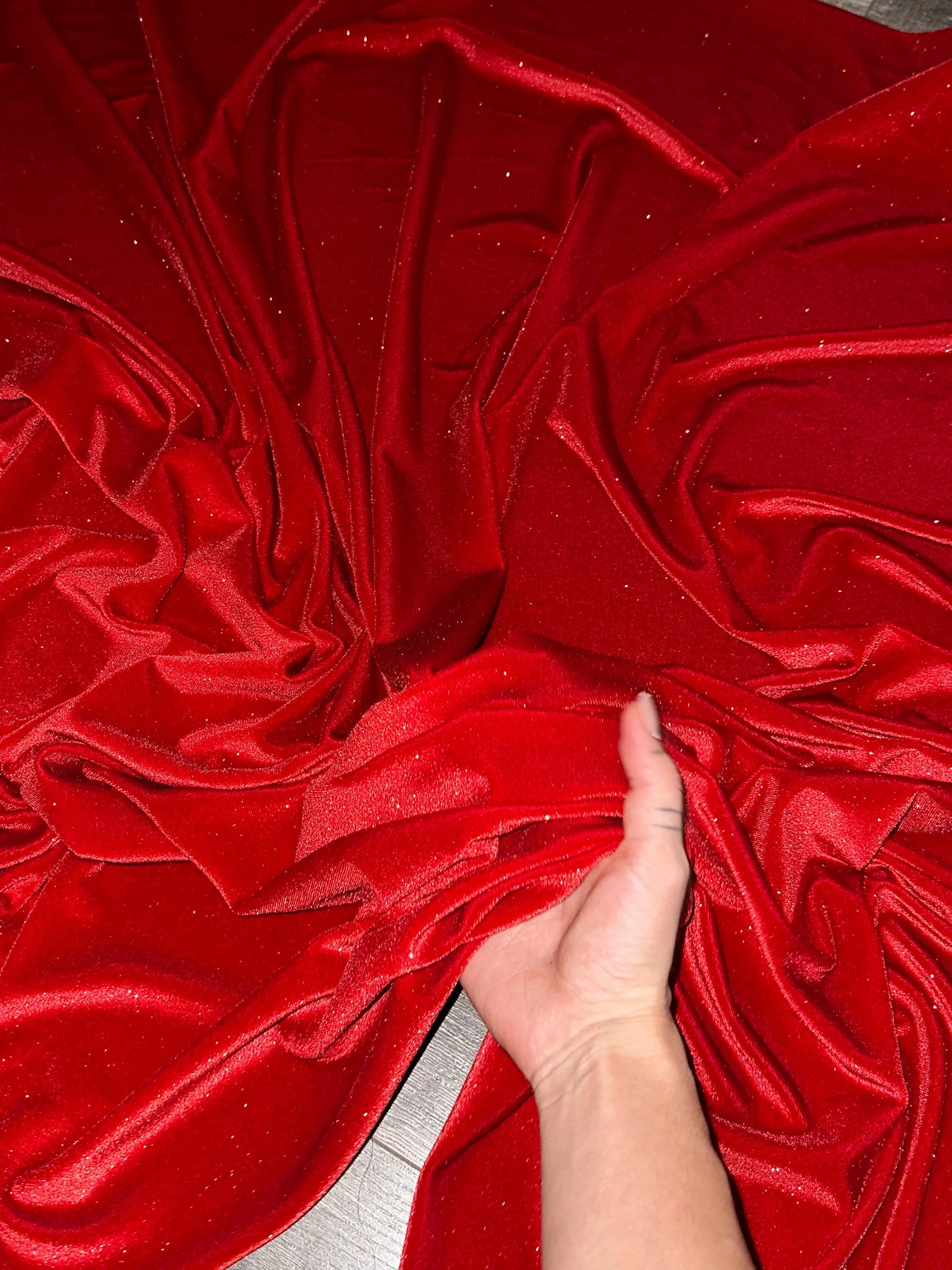 Red Shimmery Stretch Velvet - Image 8