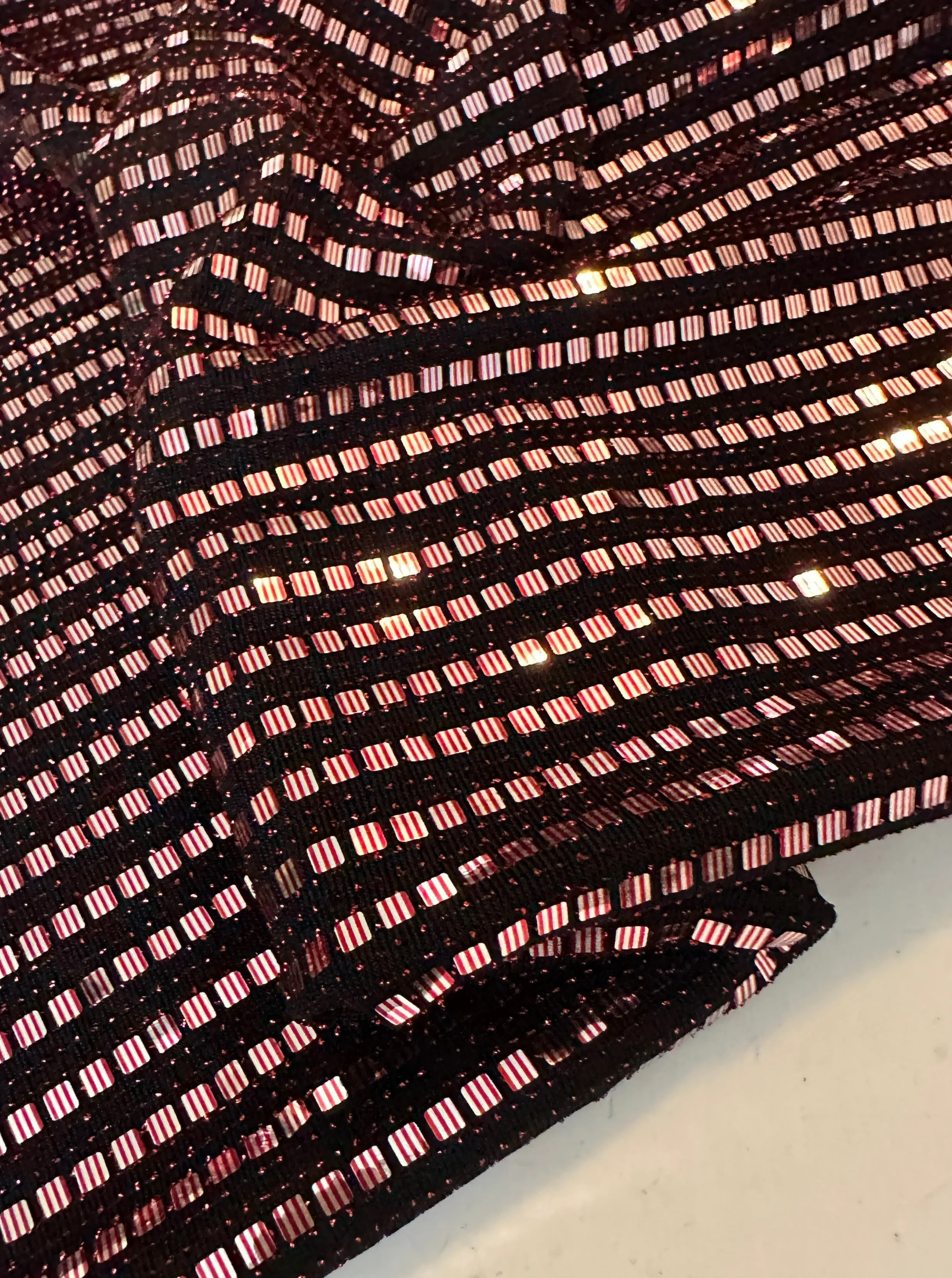 Rose Black Foiled Mirror Sequins on Knit