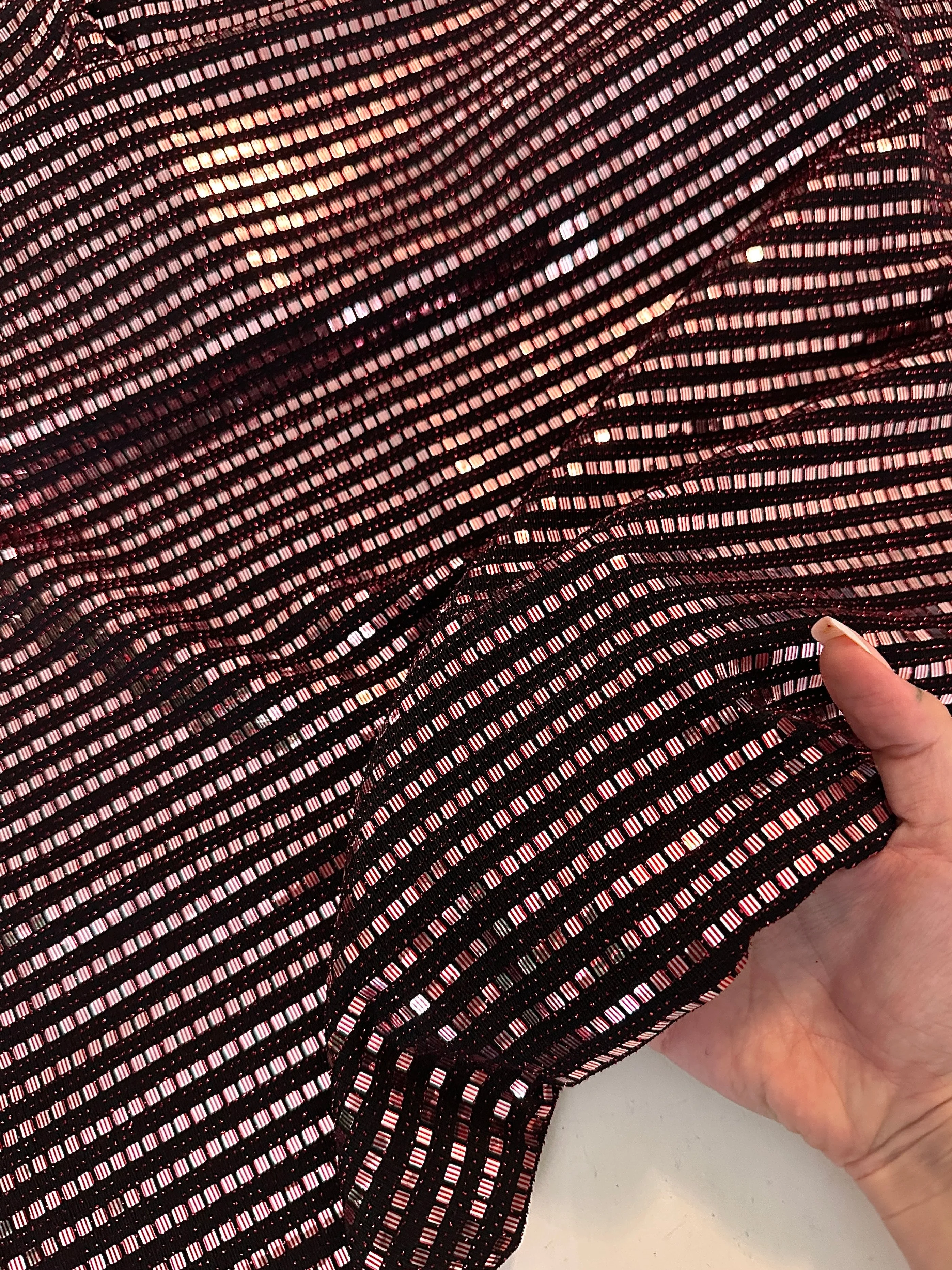 Rose Black Foiled Mirror Sequins on Knit - Image 3