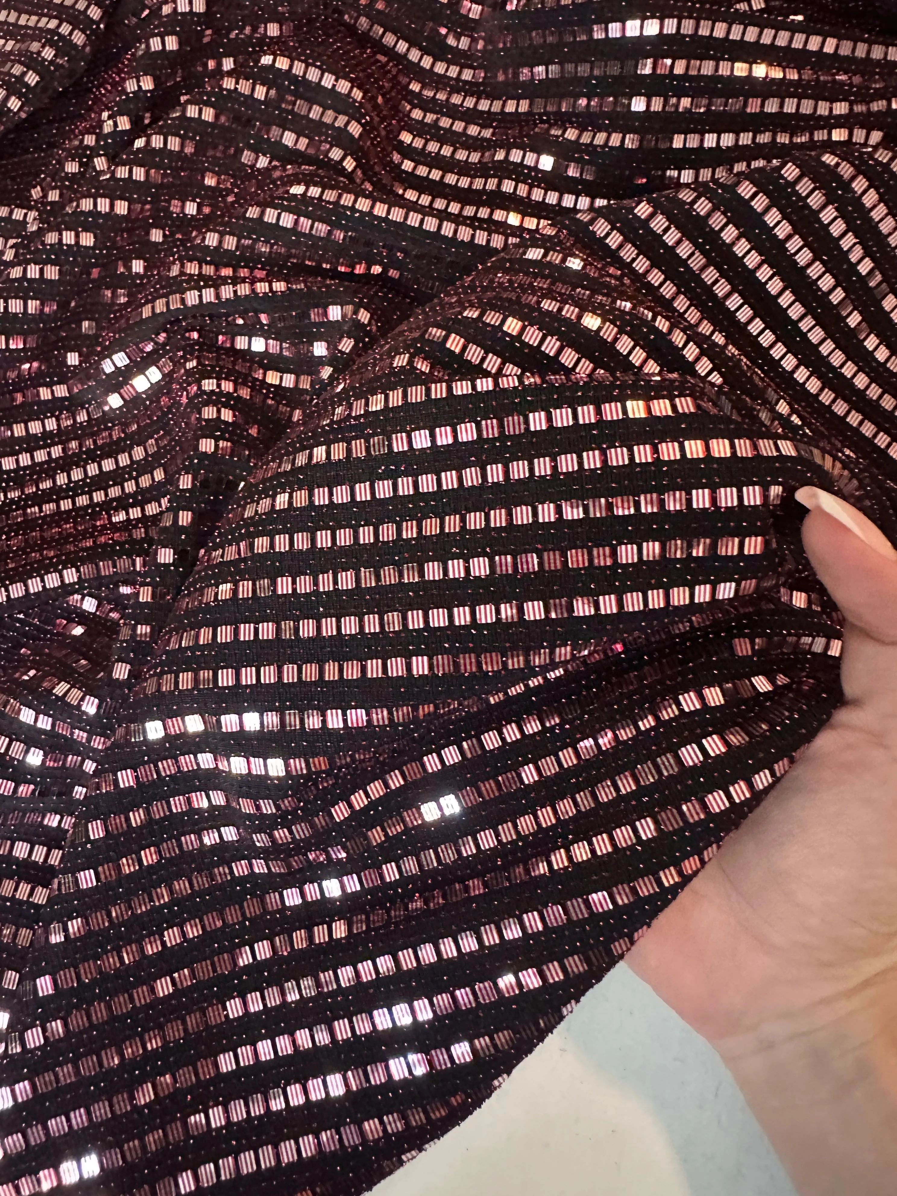 Rose Black Foiled Mirror Sequins on Knit - Image 4