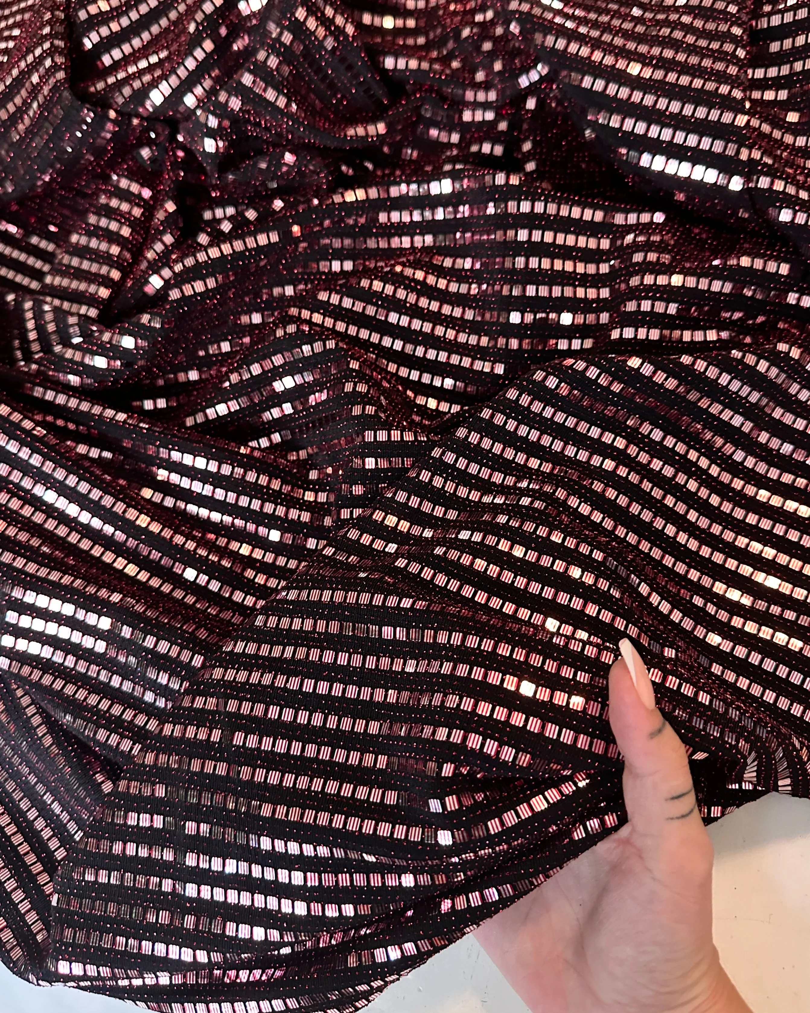 Rose Black Foiled Mirror Sequins on Knit - Image 6
