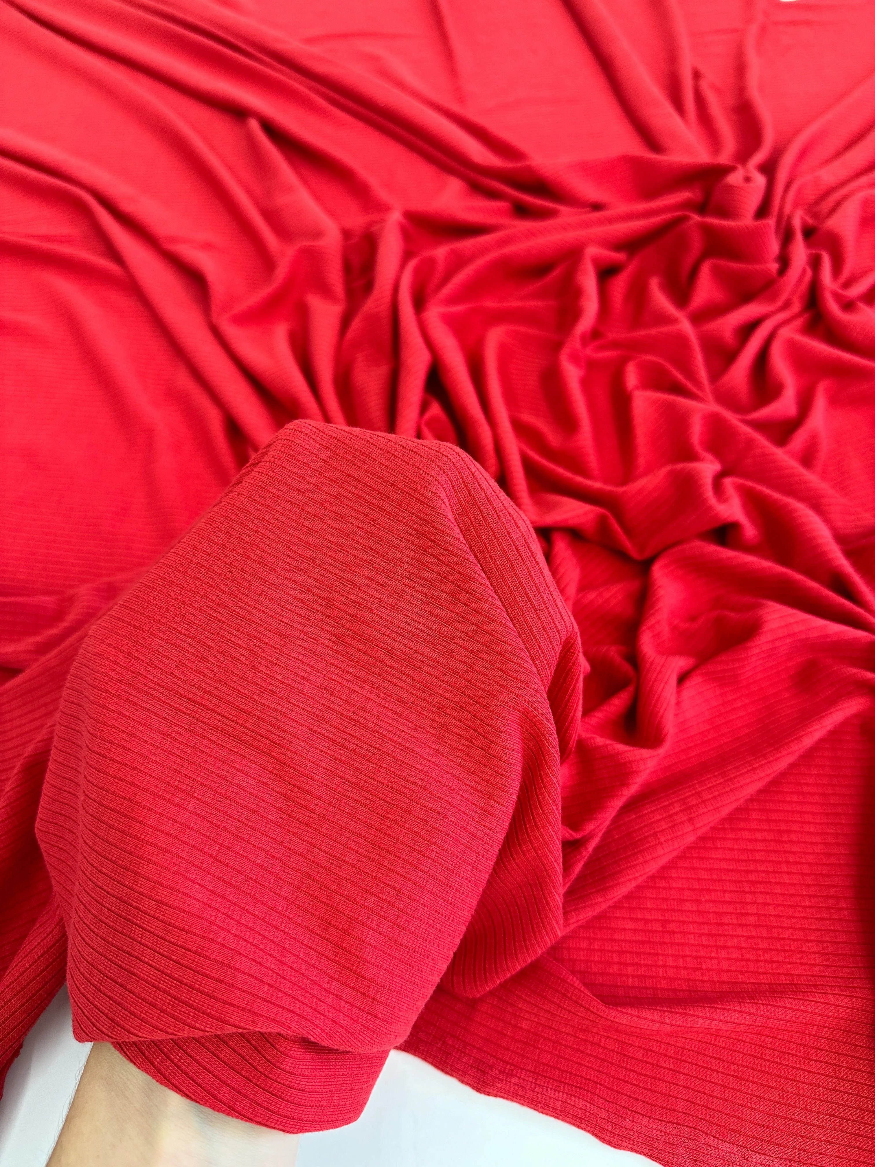 Red Solid Rib Knit - Image 10