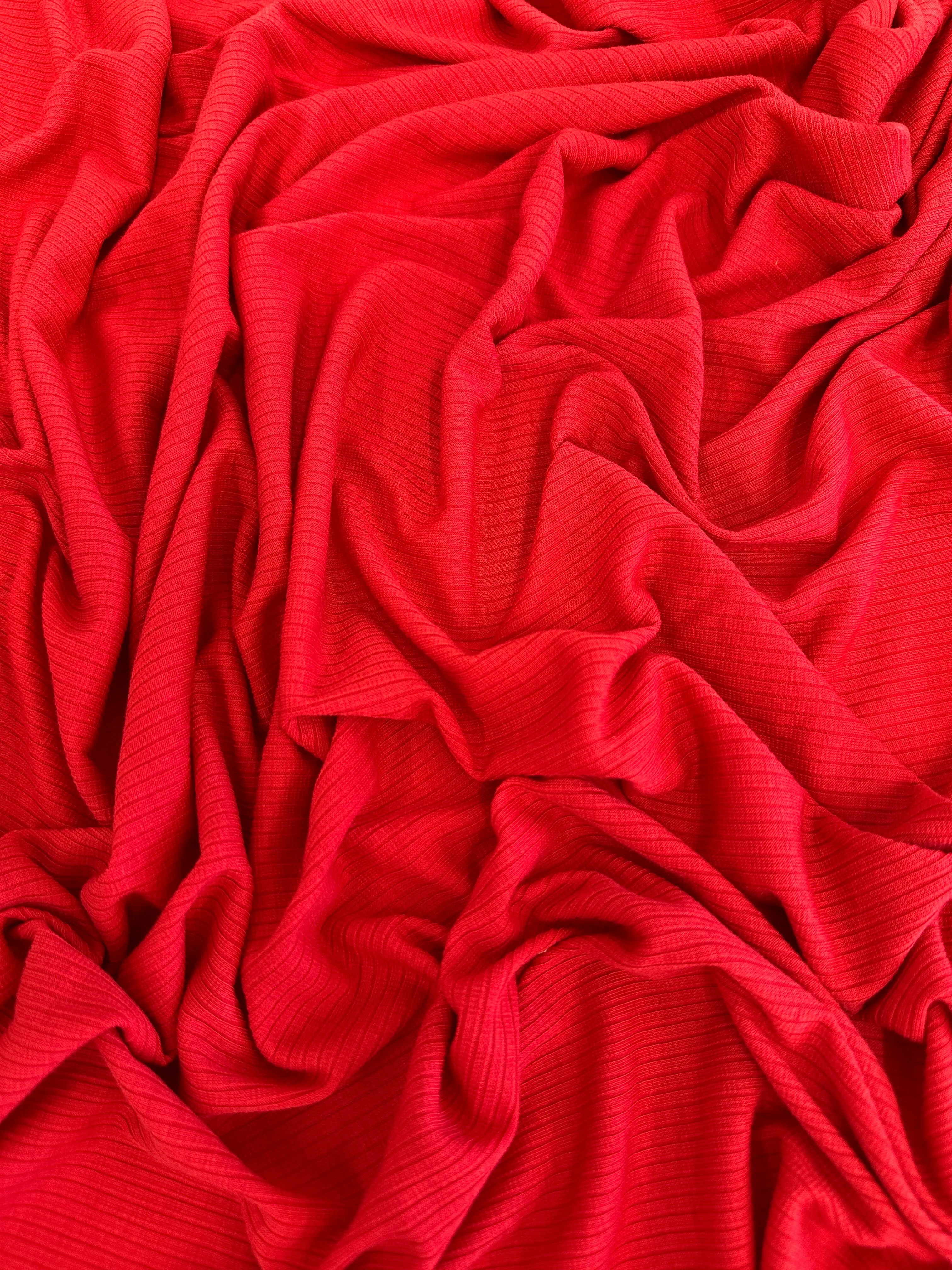 Red Solid Rib Knit - Image 3