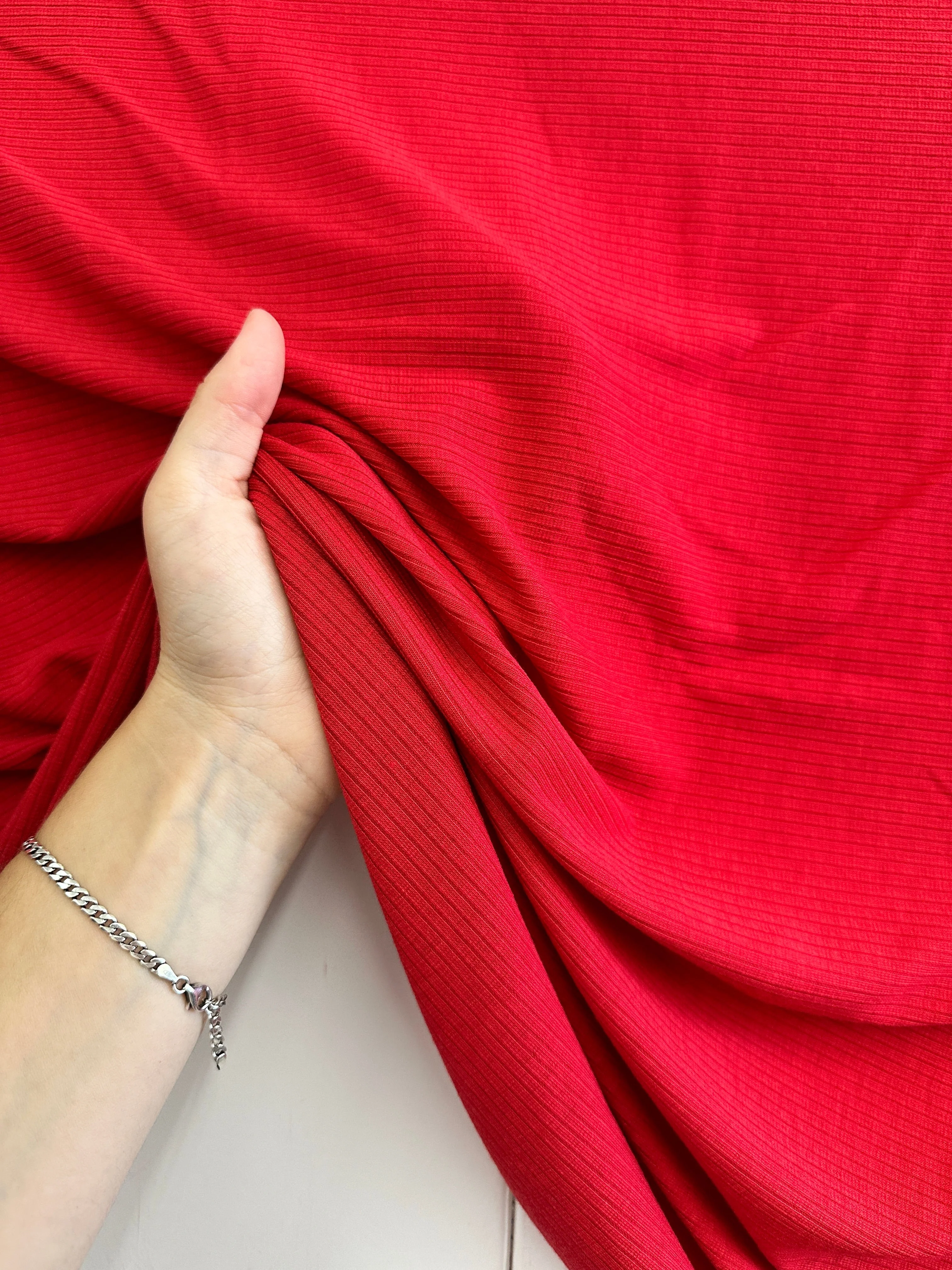 Red Solid Rib Knit - Image 4