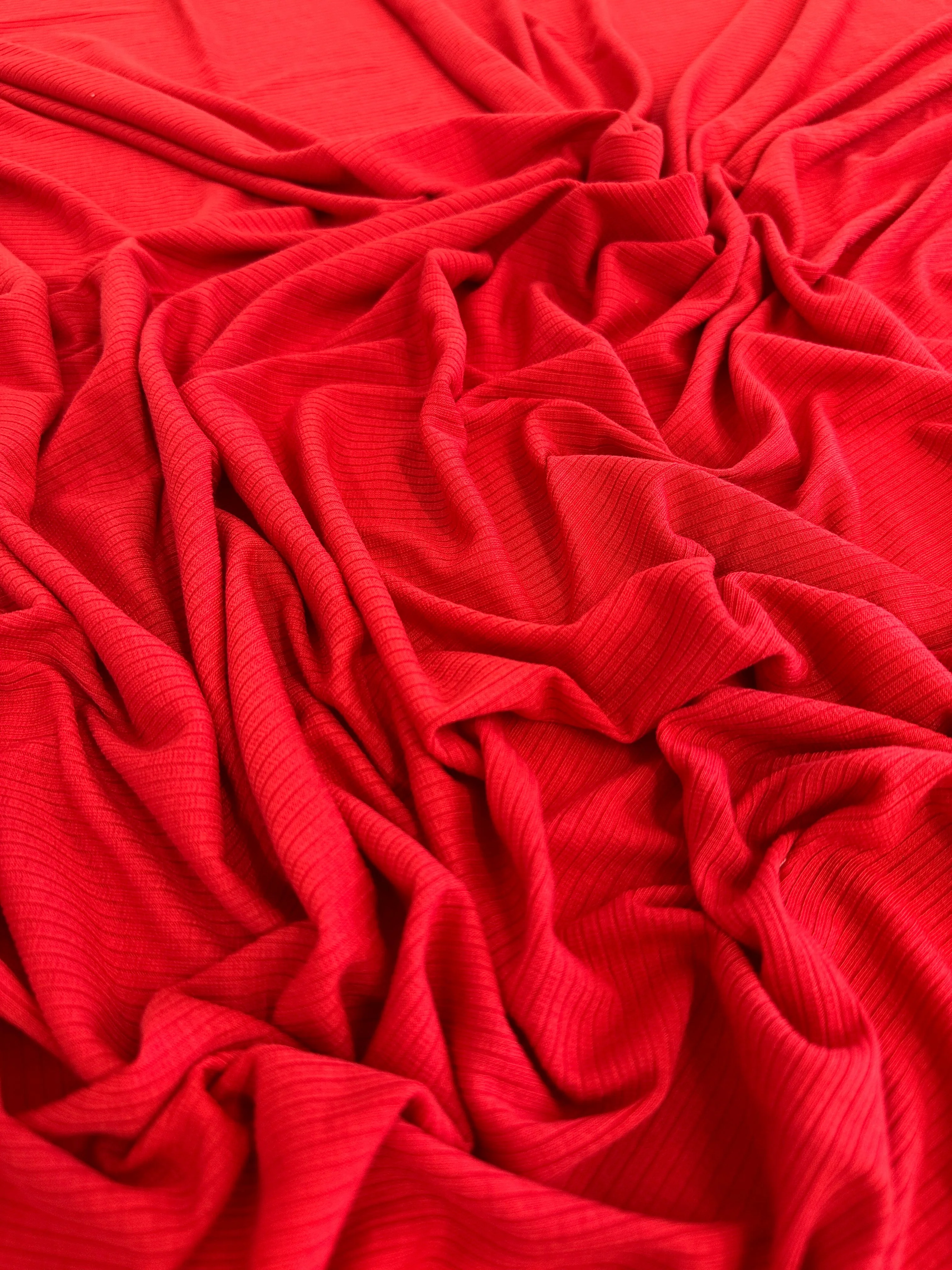 Red Solid Rib Knit - Image 5