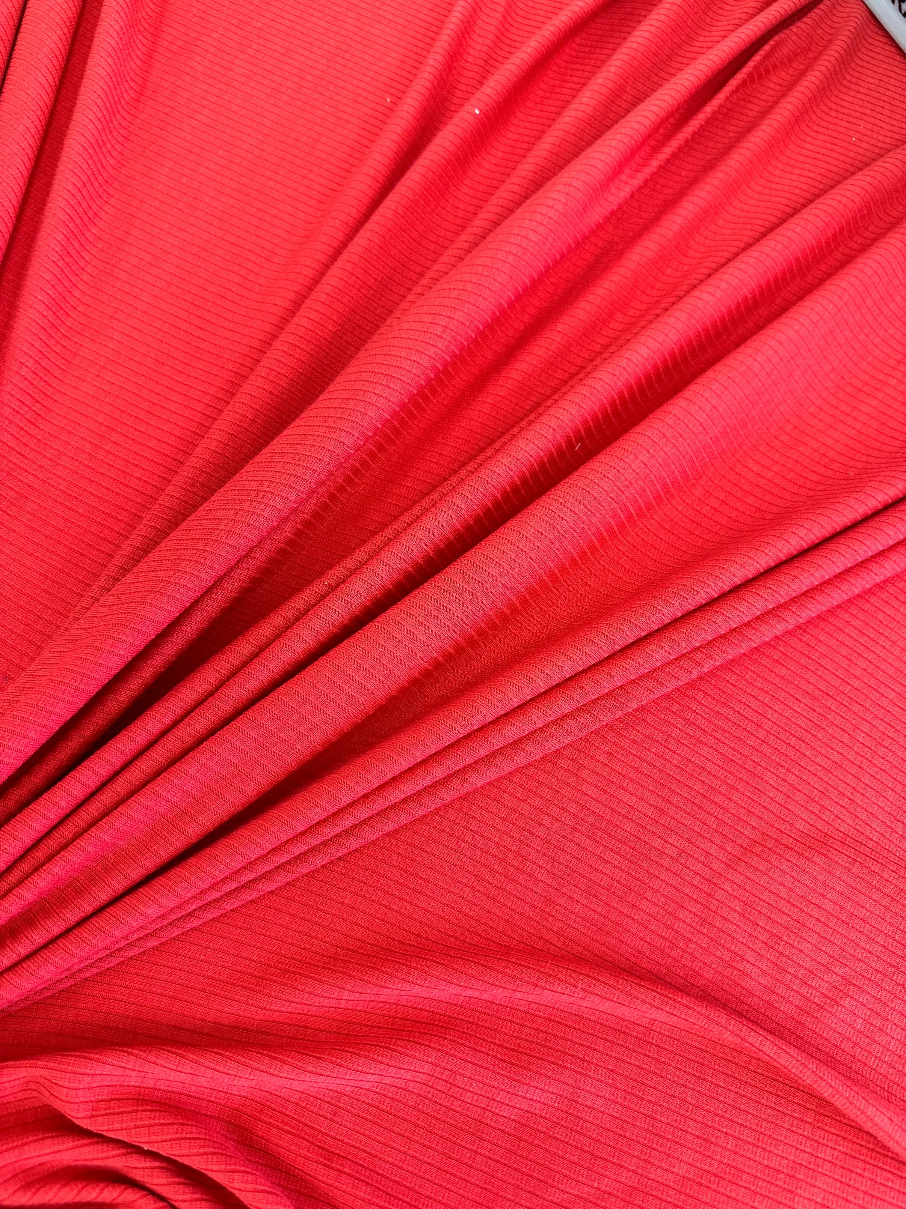 Red Solid Rib Knit - Image 6