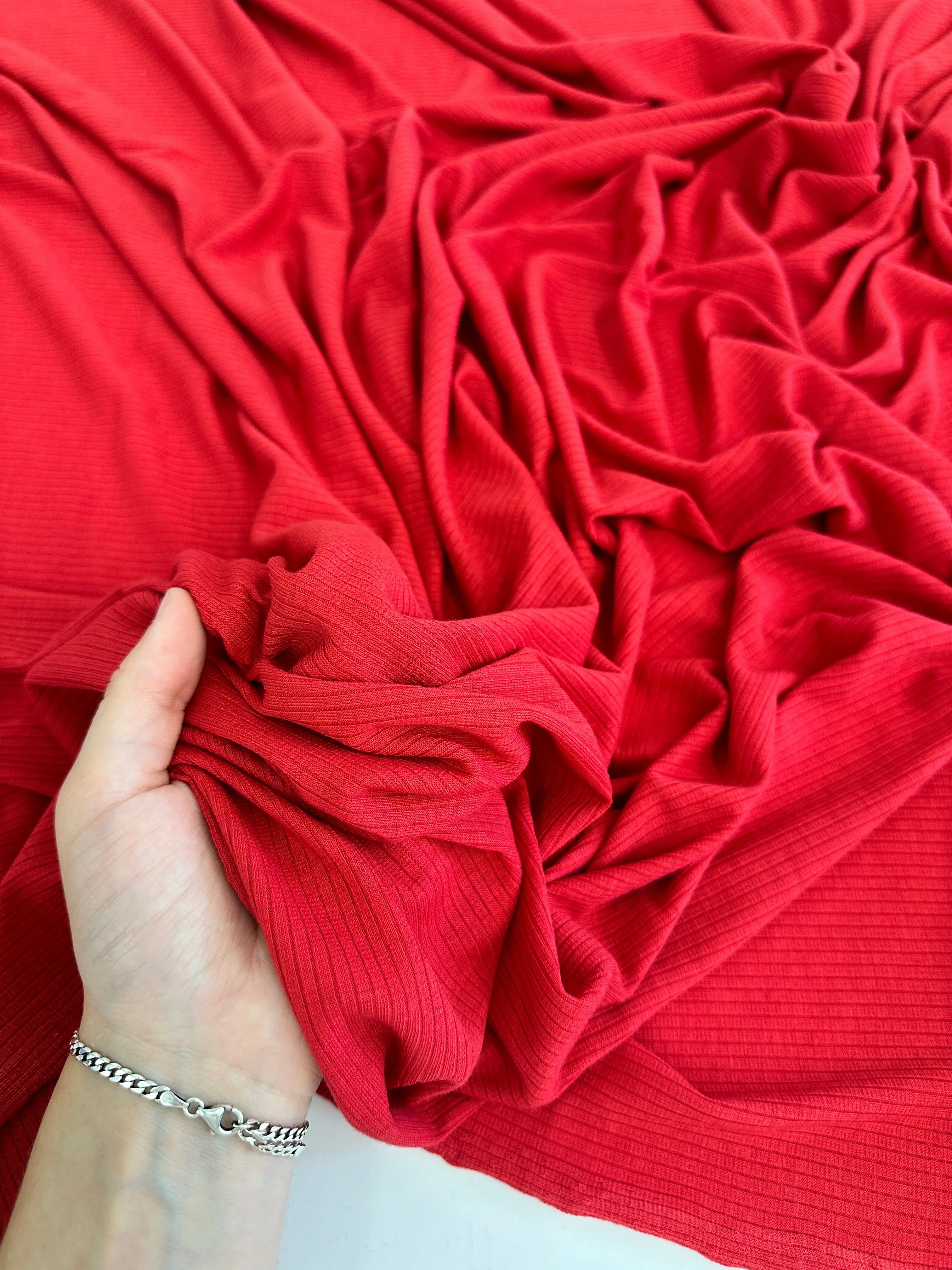 Red Solid Rib Knit - Image 7