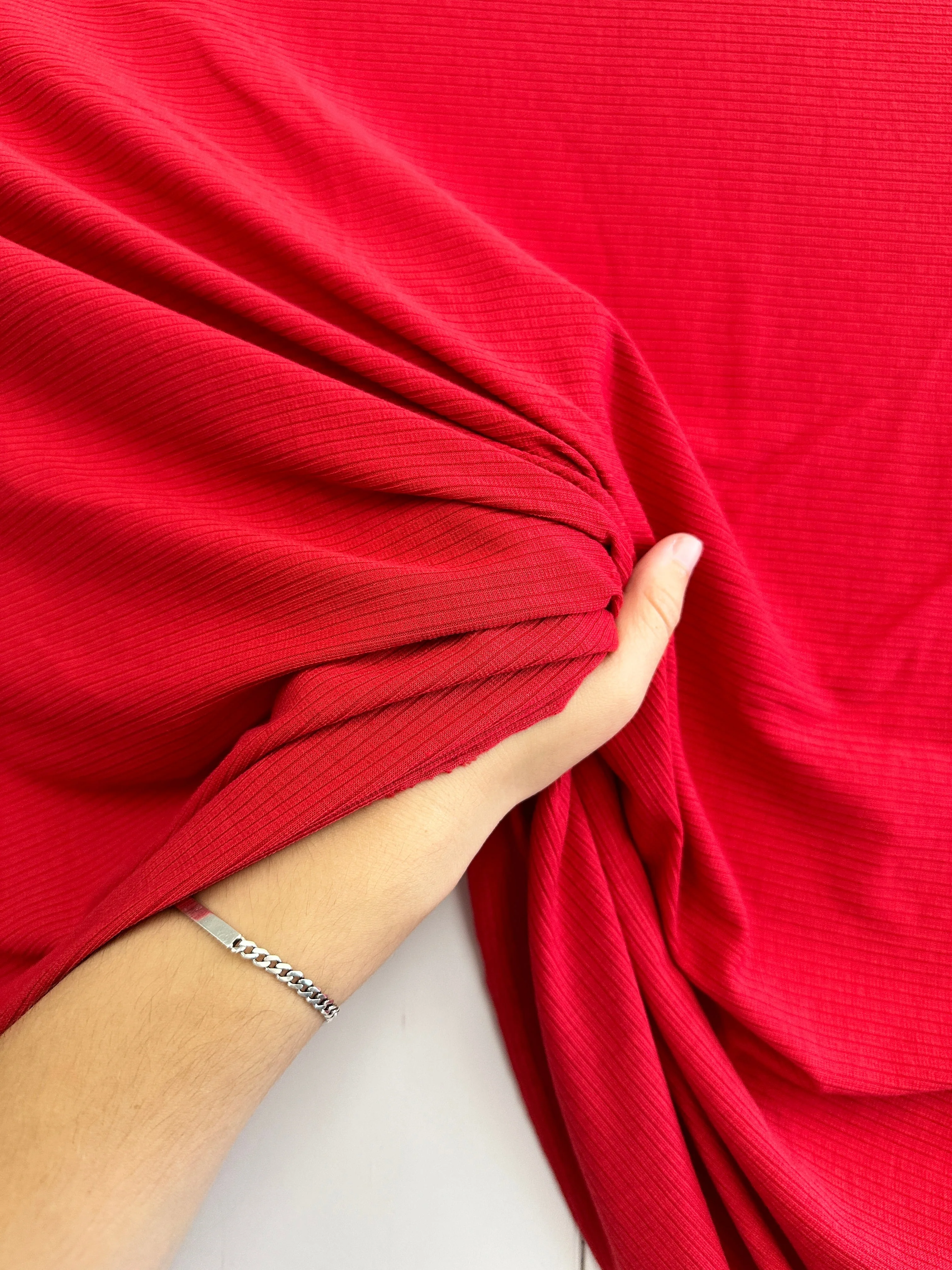 Red Solid Rib Knit - Image 8