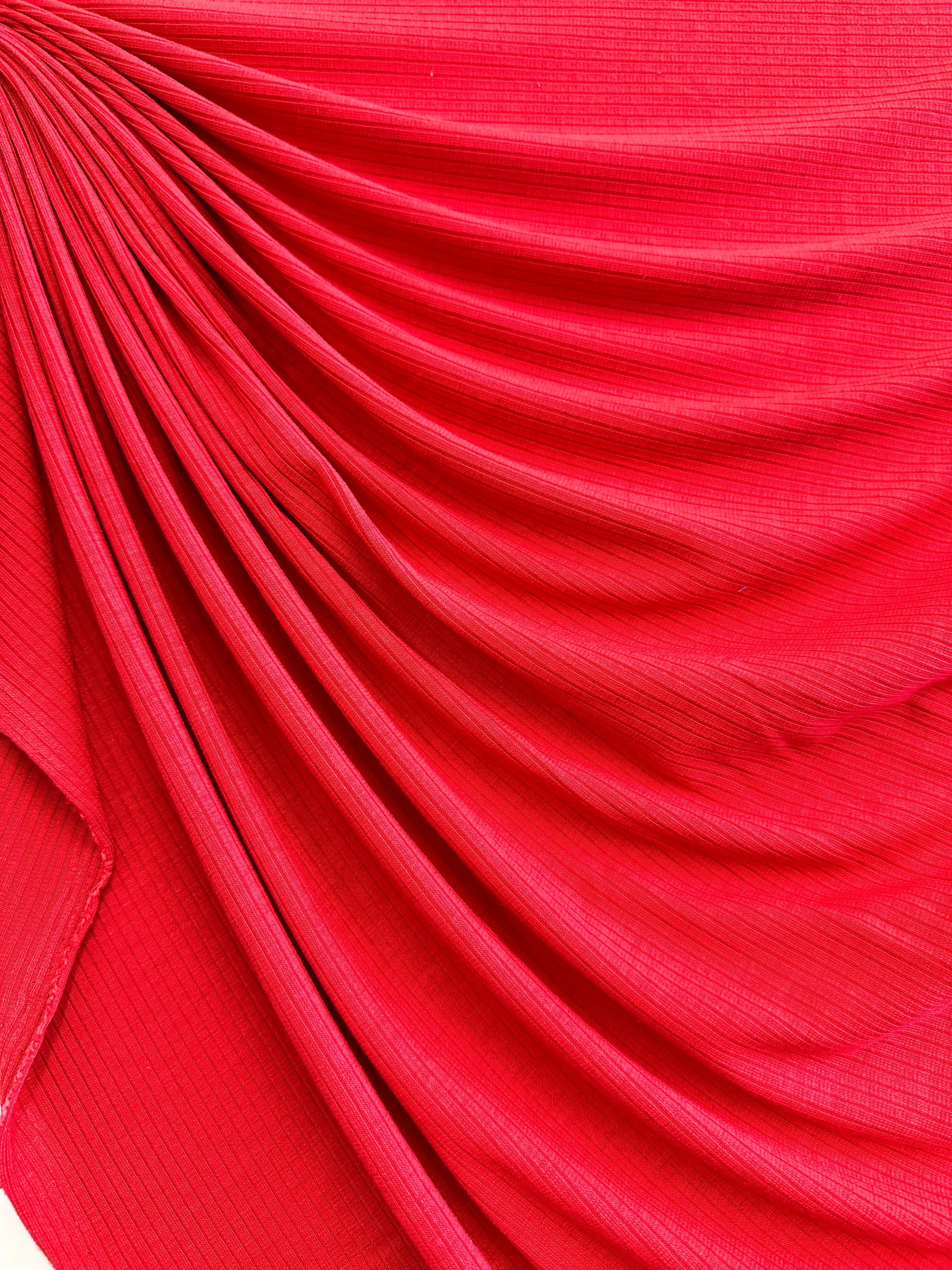 Red Solid Rib Knit - Image 9