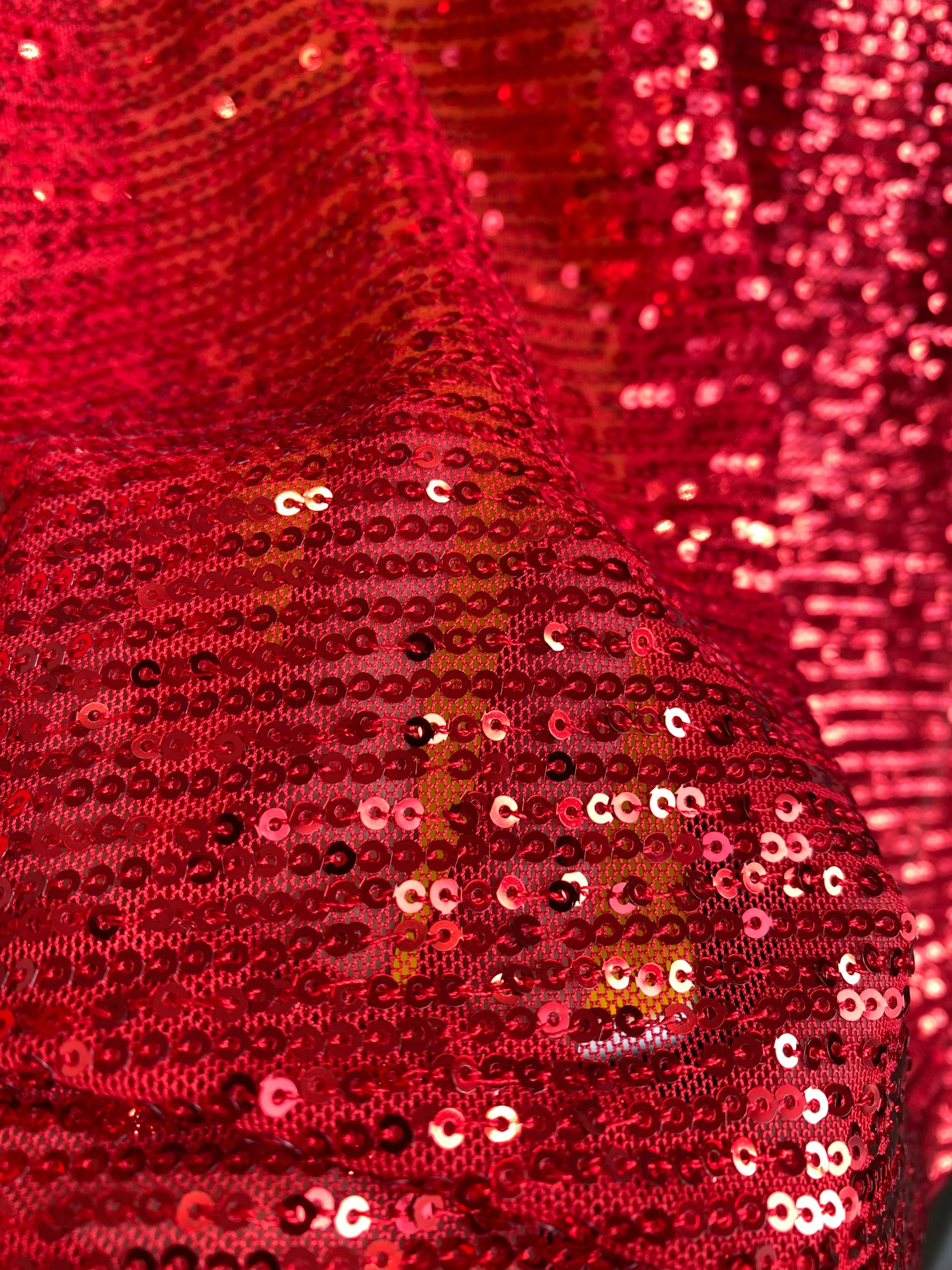 Red Striped Stretch Sequin on Mesh - Image 10