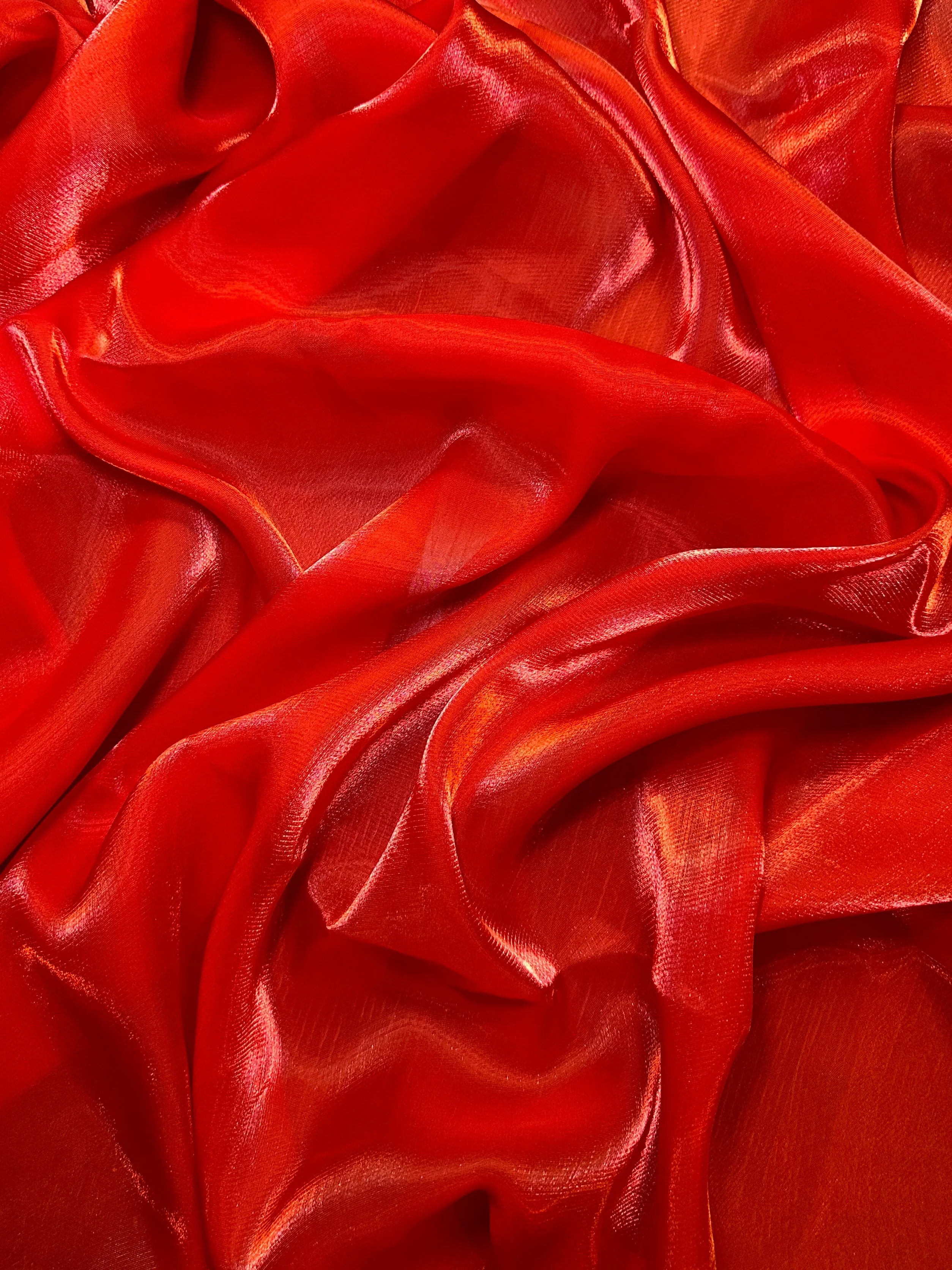 Red Water Liquid Shimmery Chiffon