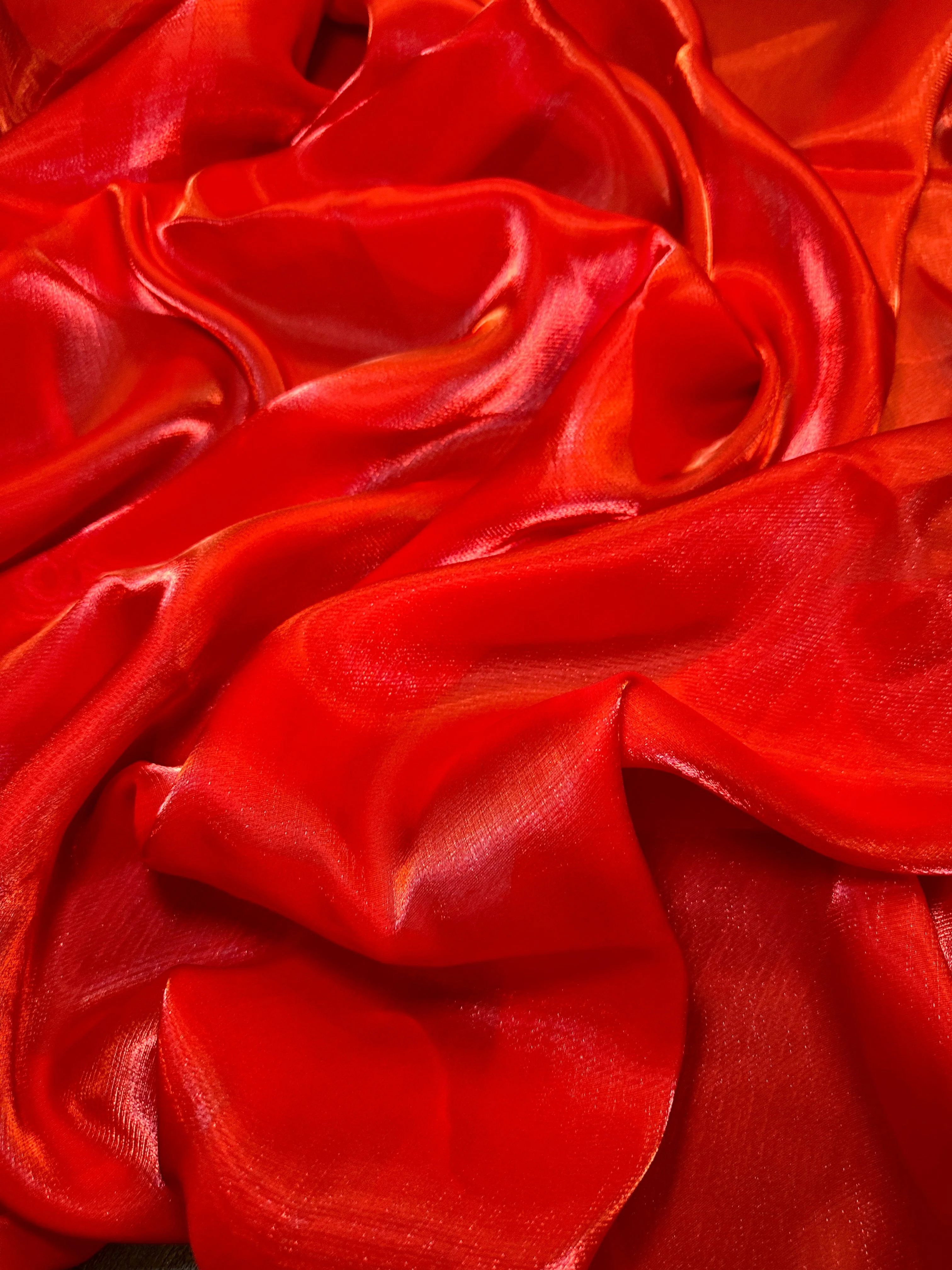 Red Water Liquid Shimmery Chiffon - Image 2
