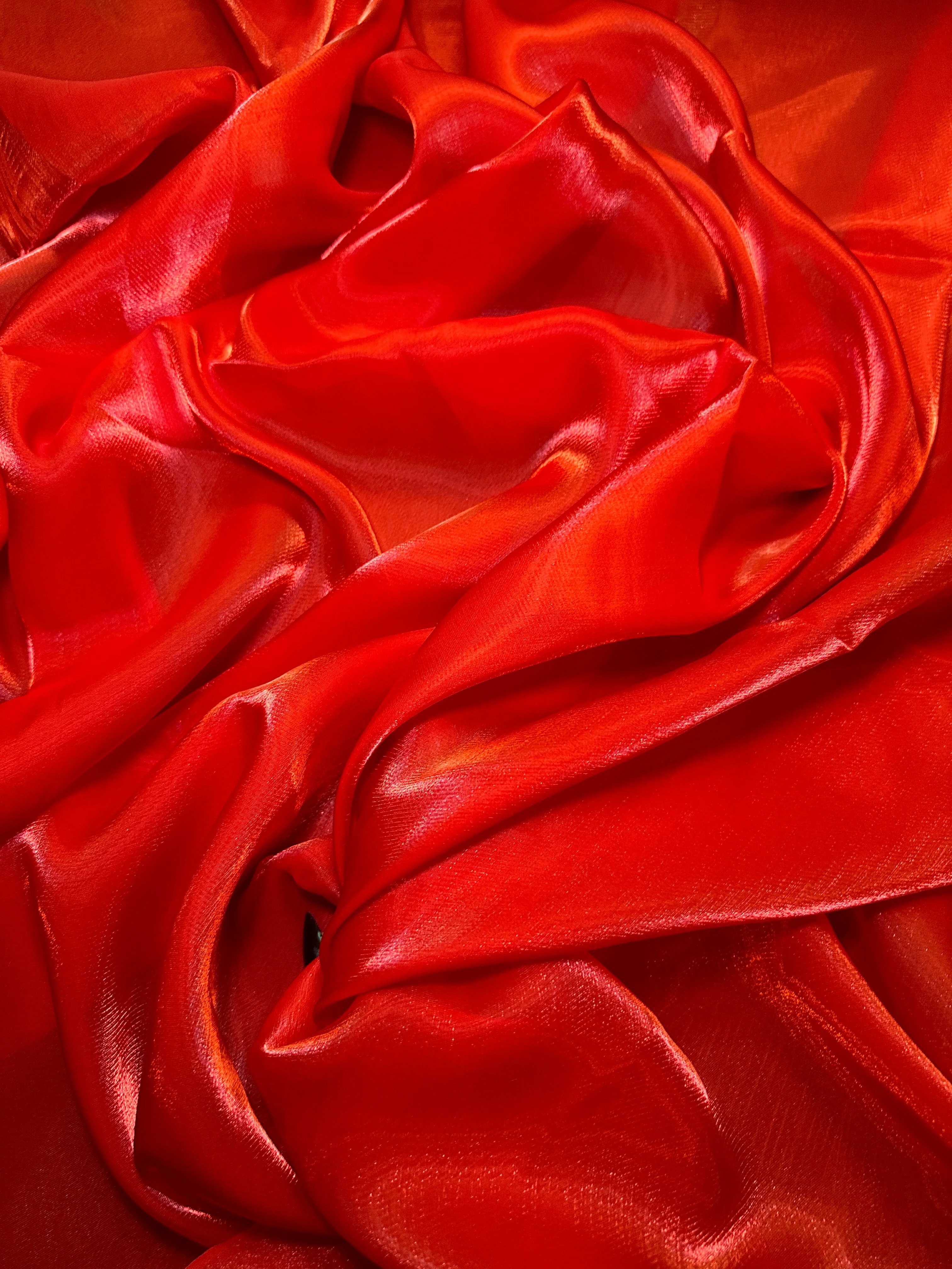 Red Water Liquid Shimmery Chiffon - Image 3
