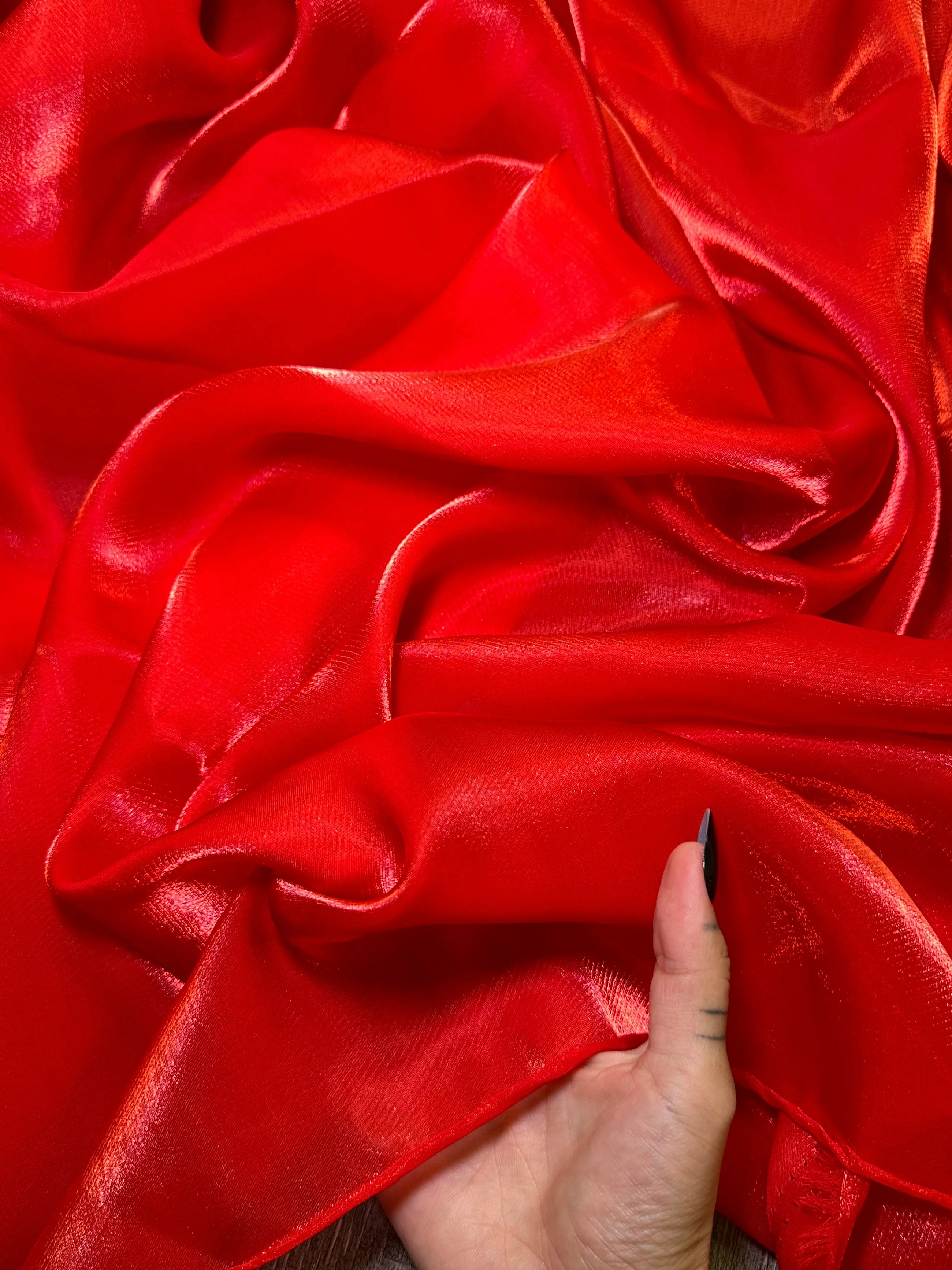 Red Water Liquid Shimmery Chiffon - Image 7