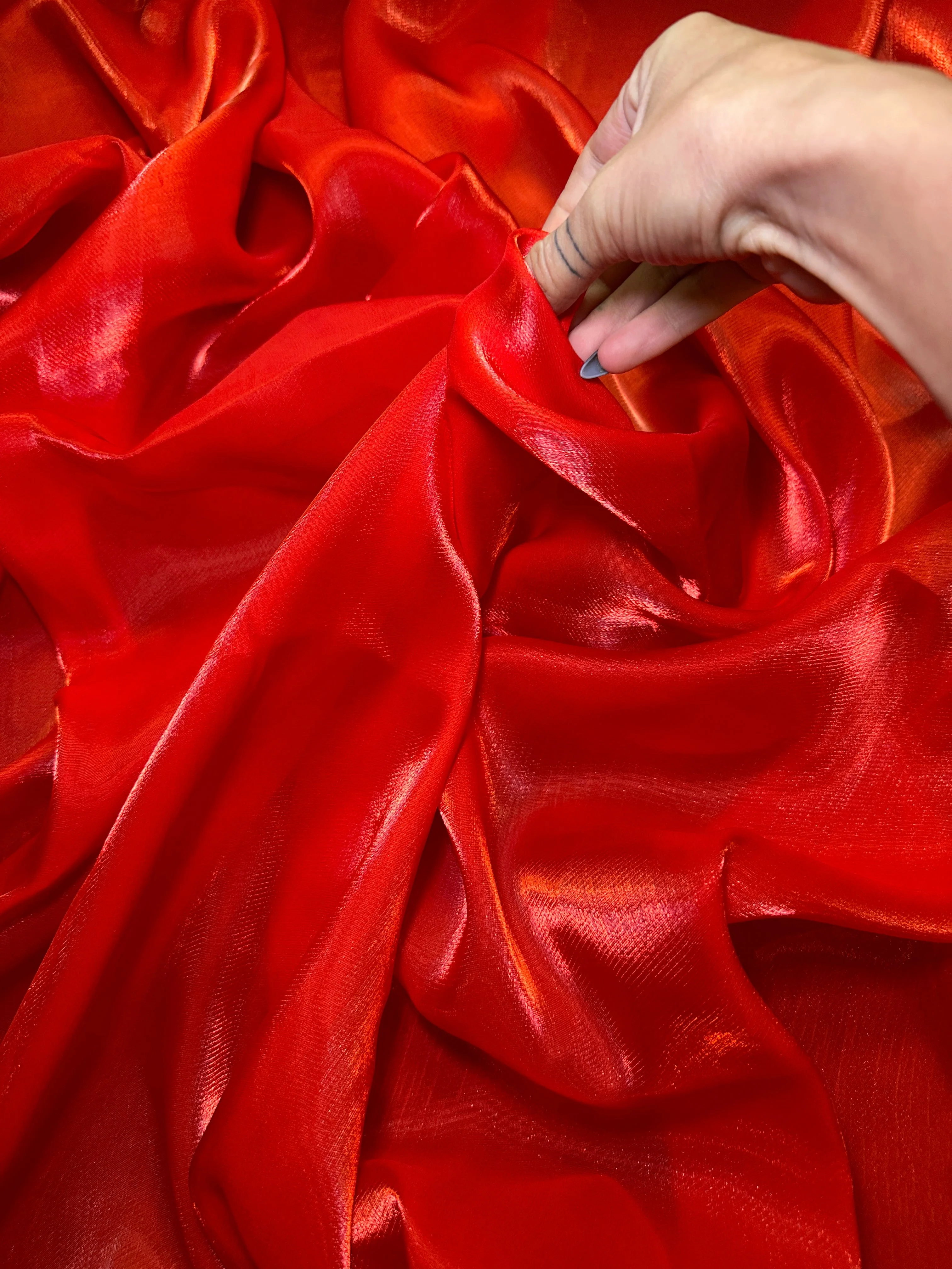 Red Water Liquid Shimmery Chiffon - Image 8
