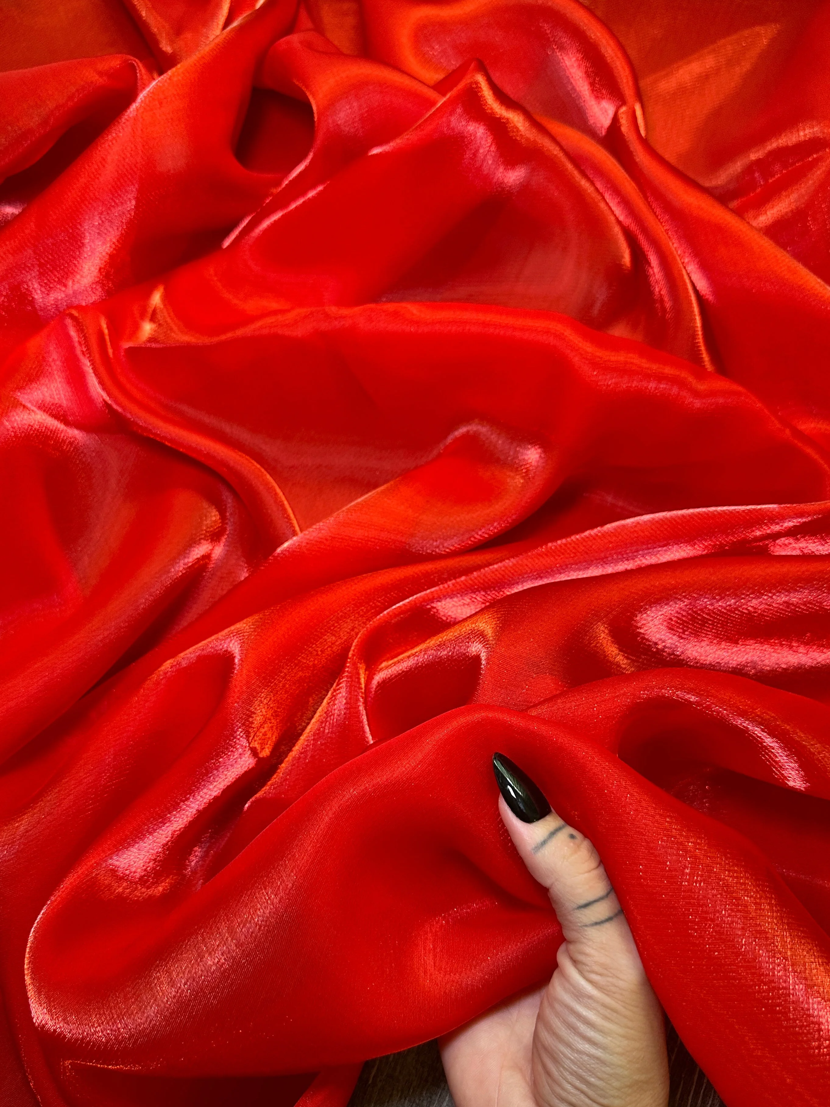 Red Water Liquid Shimmery Chiffon - Image 9