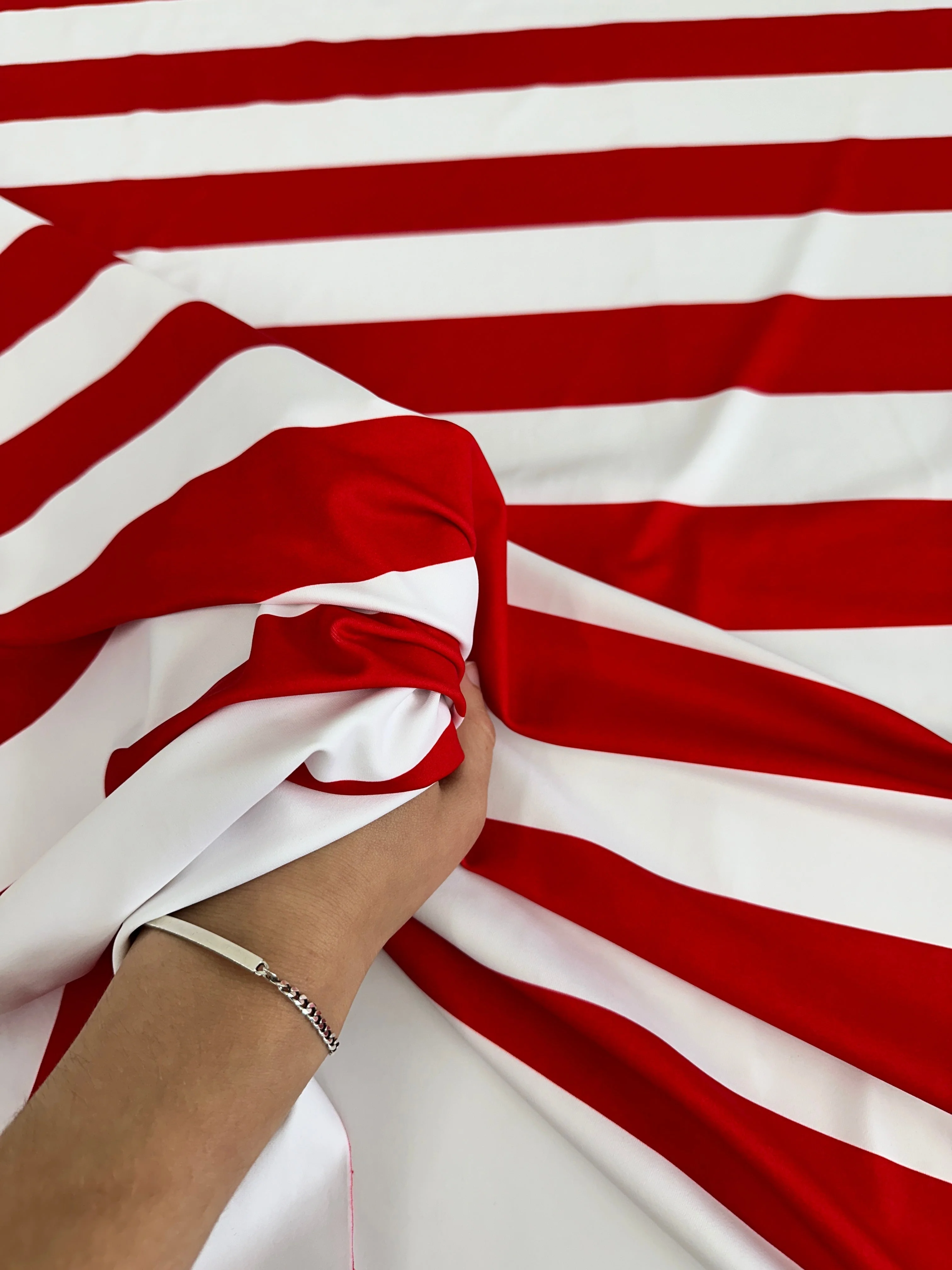 Red White Stripped Nylon Spandex - Image 3