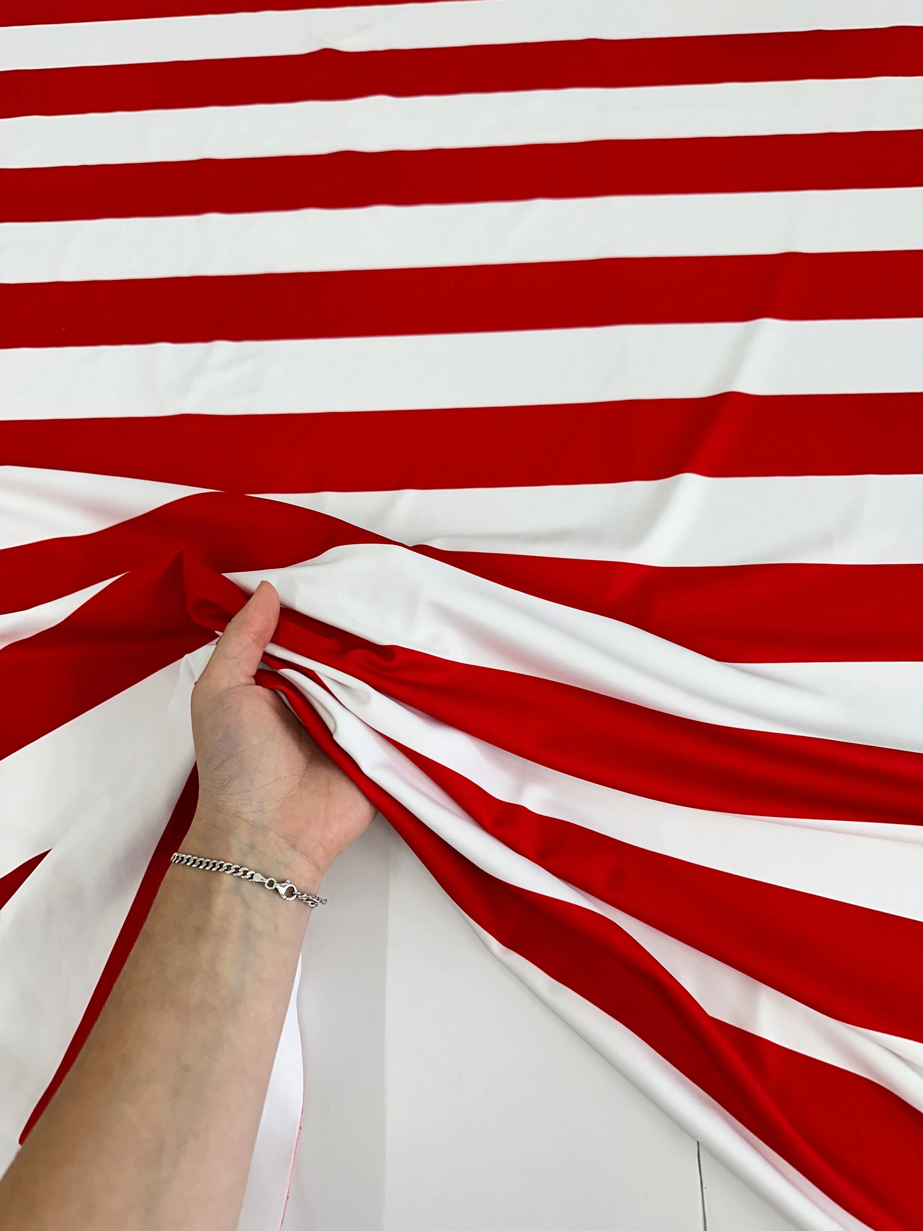 Red White Stripped Nylon Spandex - Image 7