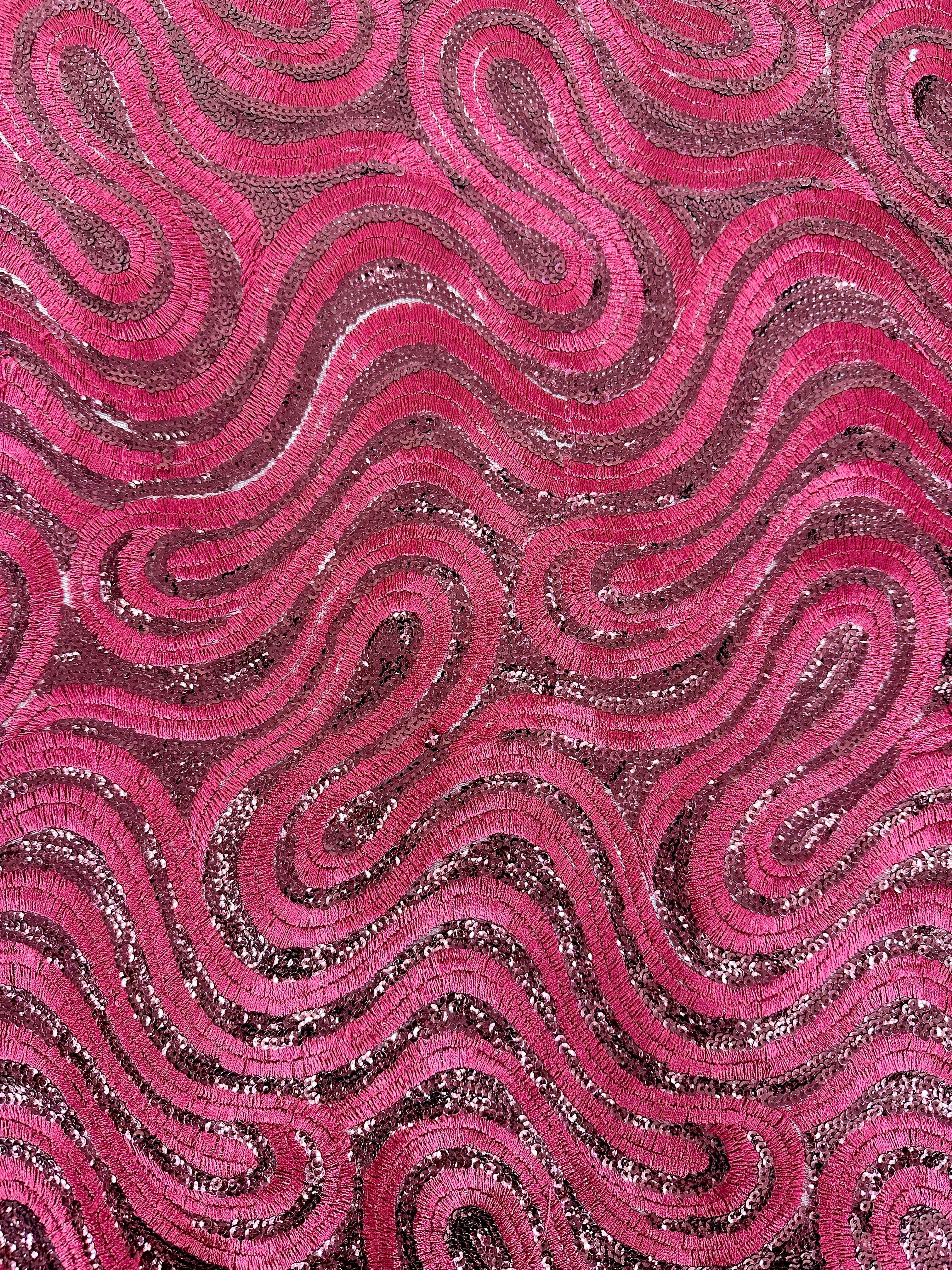 Burgundy Embroidered Sequin Lace - Image 4