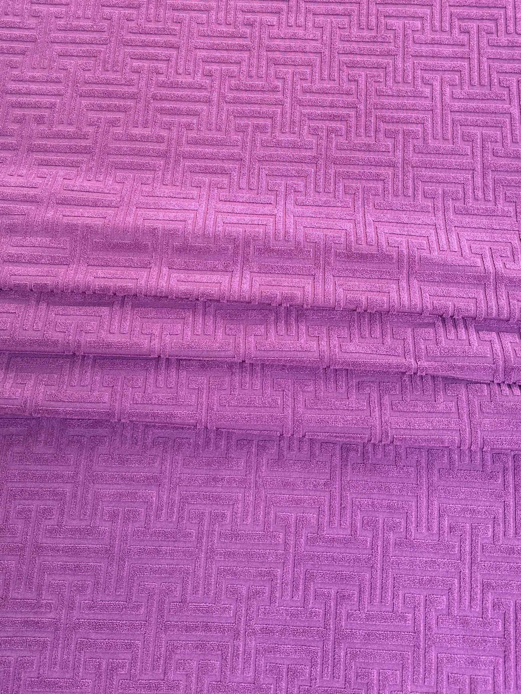 Raspberry Textured Geometric Pattern Jersey Knit