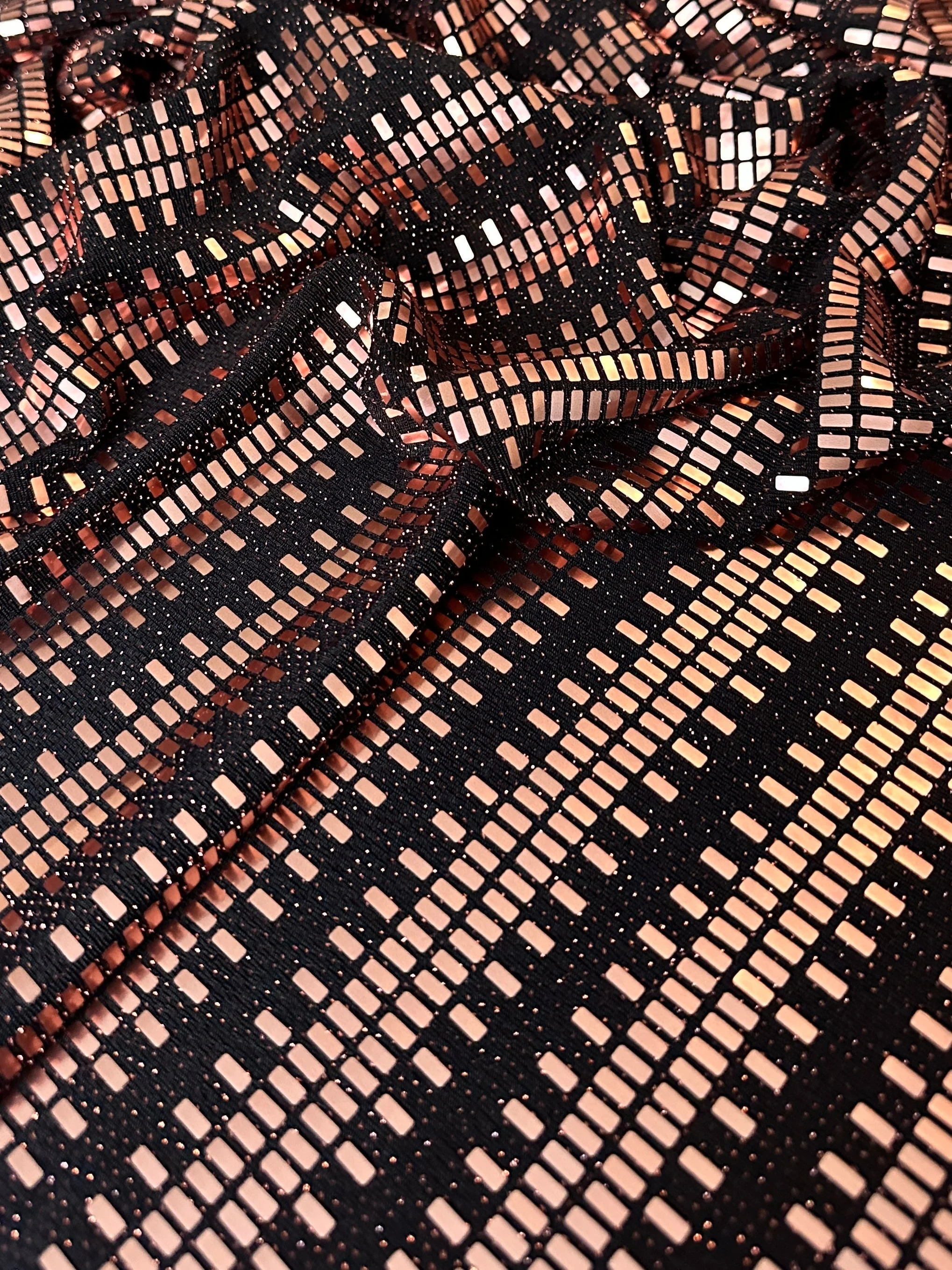 Rose Gold Foiled Mirror Sequin on Knit