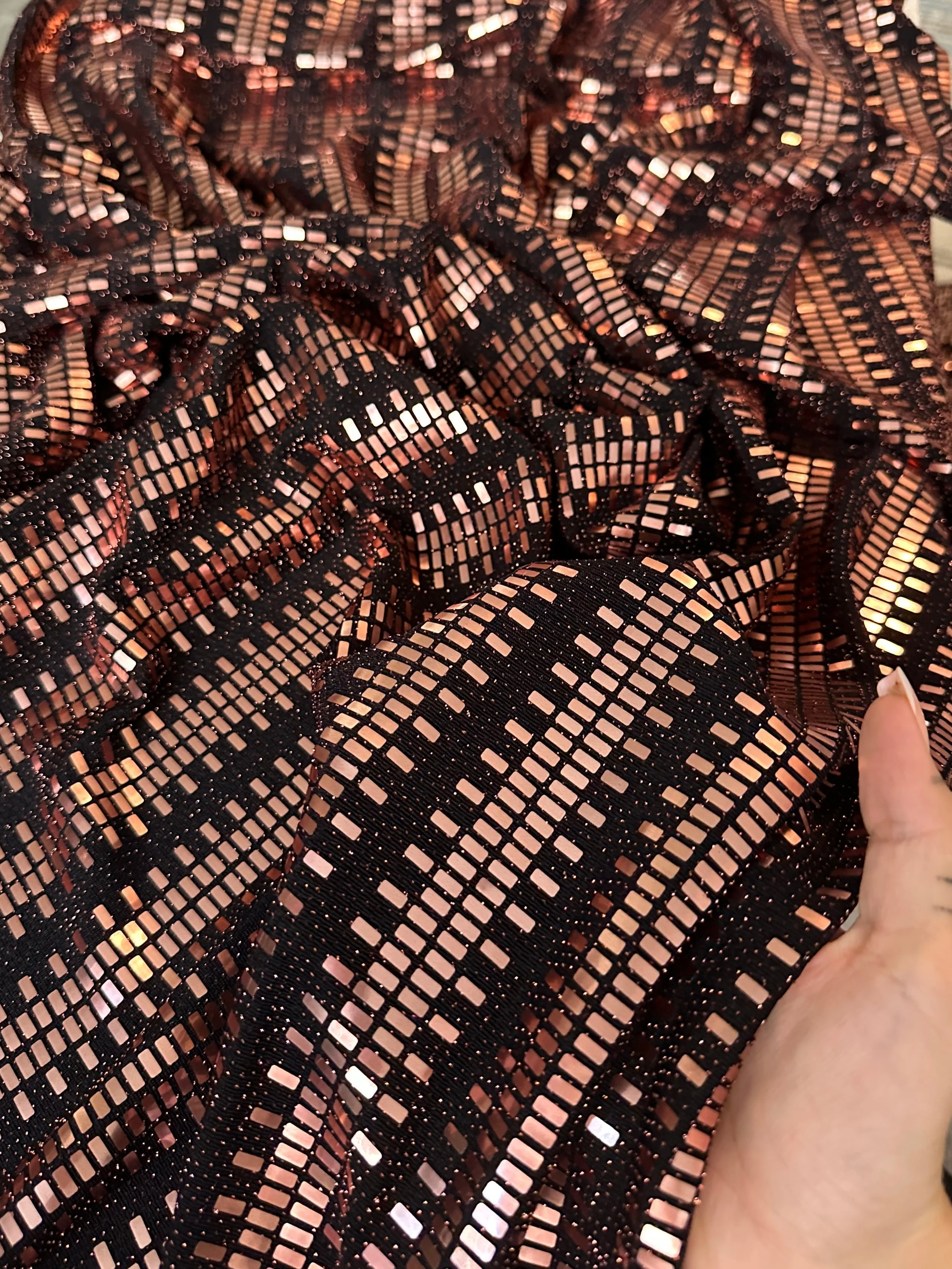 Rose Gold Foiled Mirror Sequin on Knit - Image 4