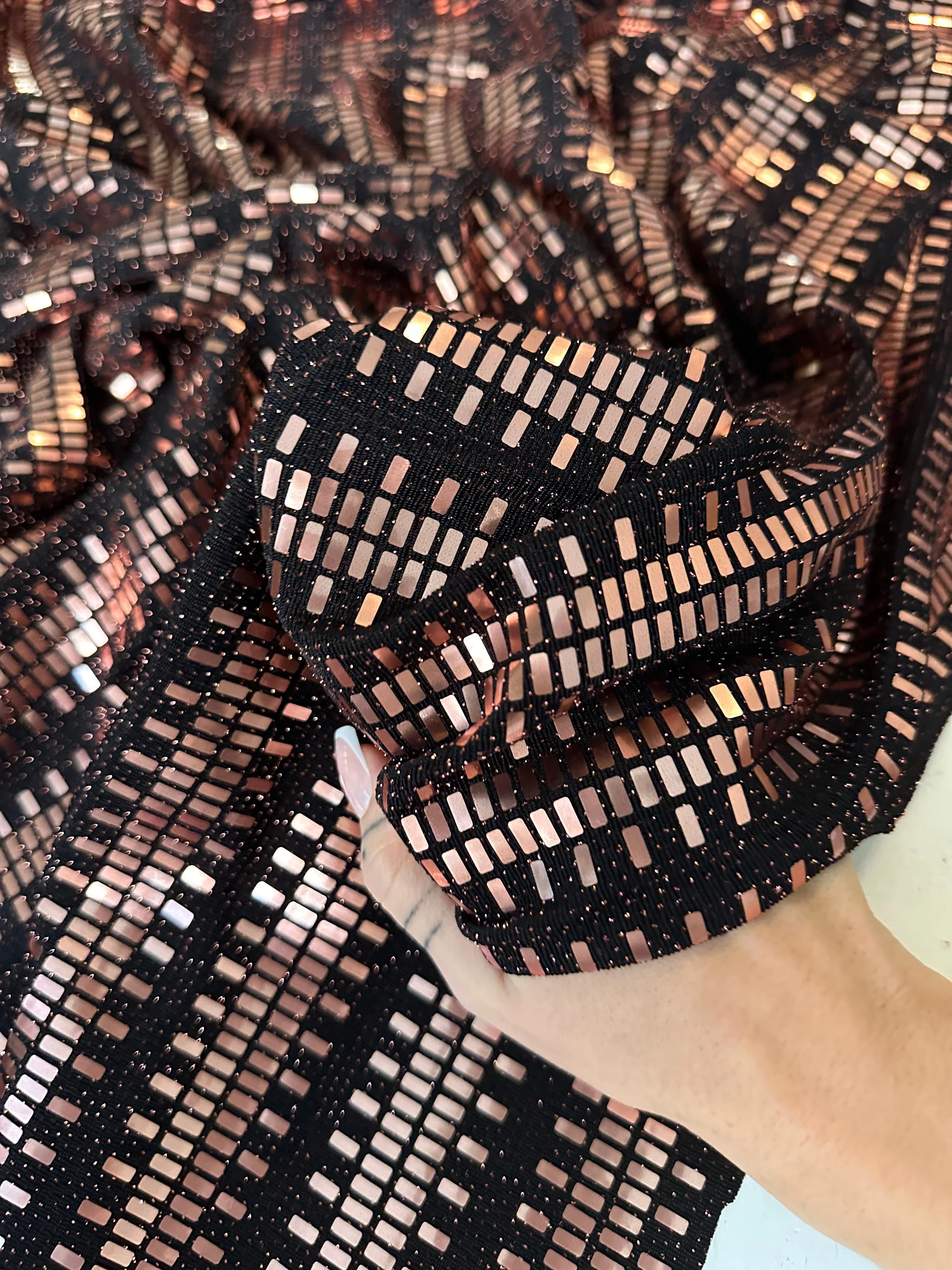 Rose Gold Foiled Mirror Sequin on Knit - Image 5