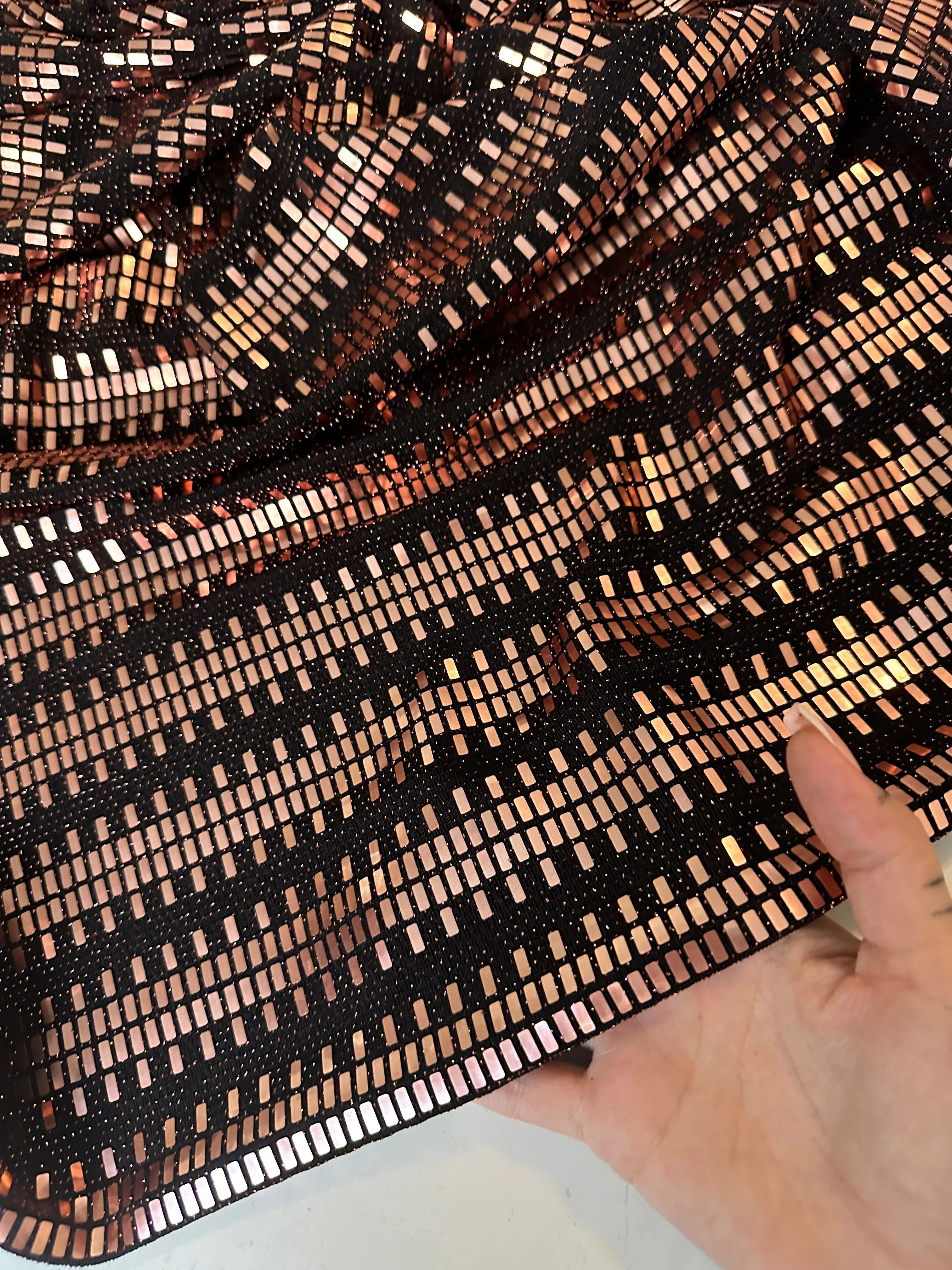 Rose Gold Foiled Mirror Sequin on Knit - Image 6