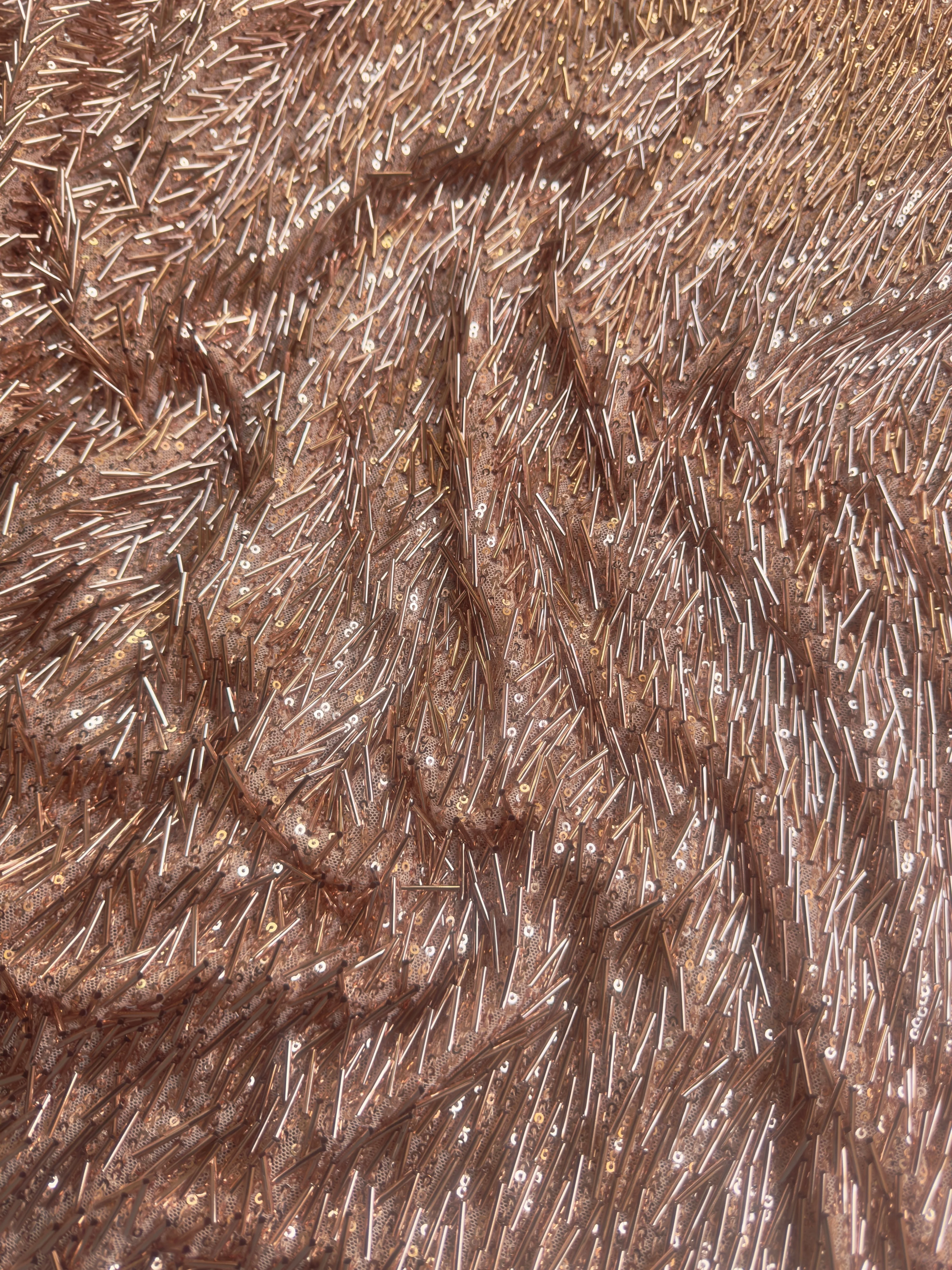 Rose Gold Fringe Sequin on Mesh