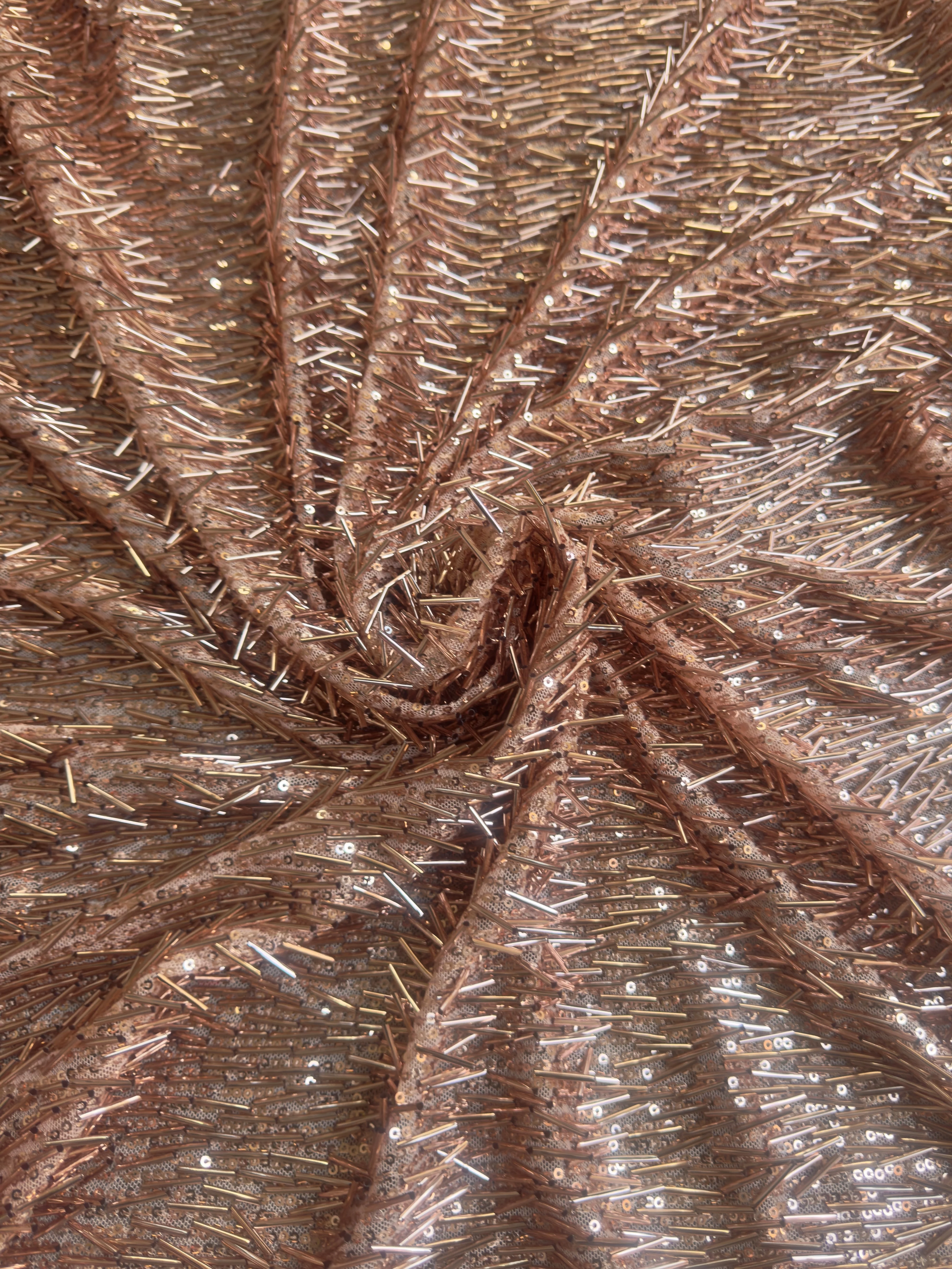 Rose Gold Fringe Sequin on Mesh - Image 2