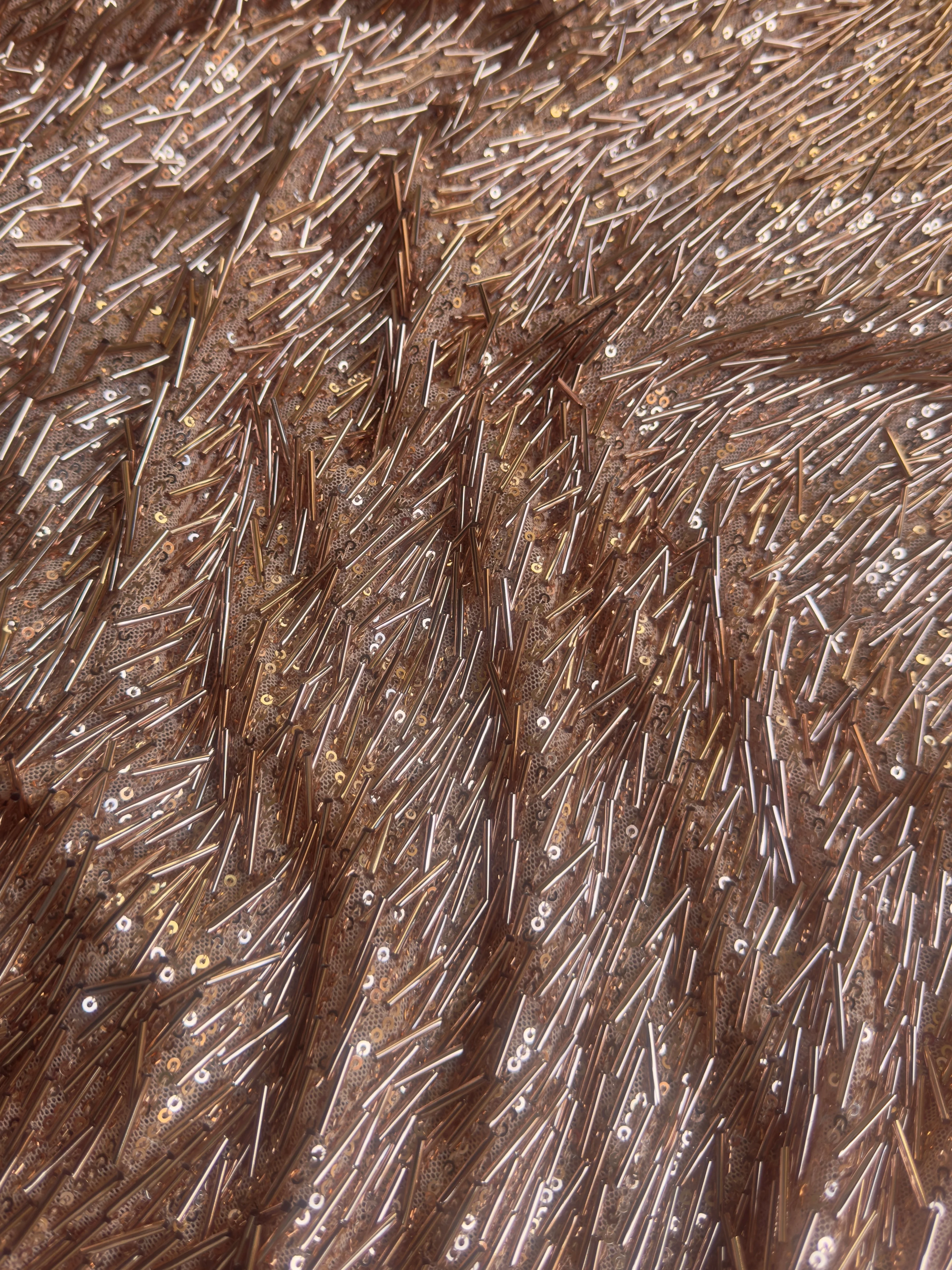 Rose Gold Fringe Sequin on Mesh - Image 3