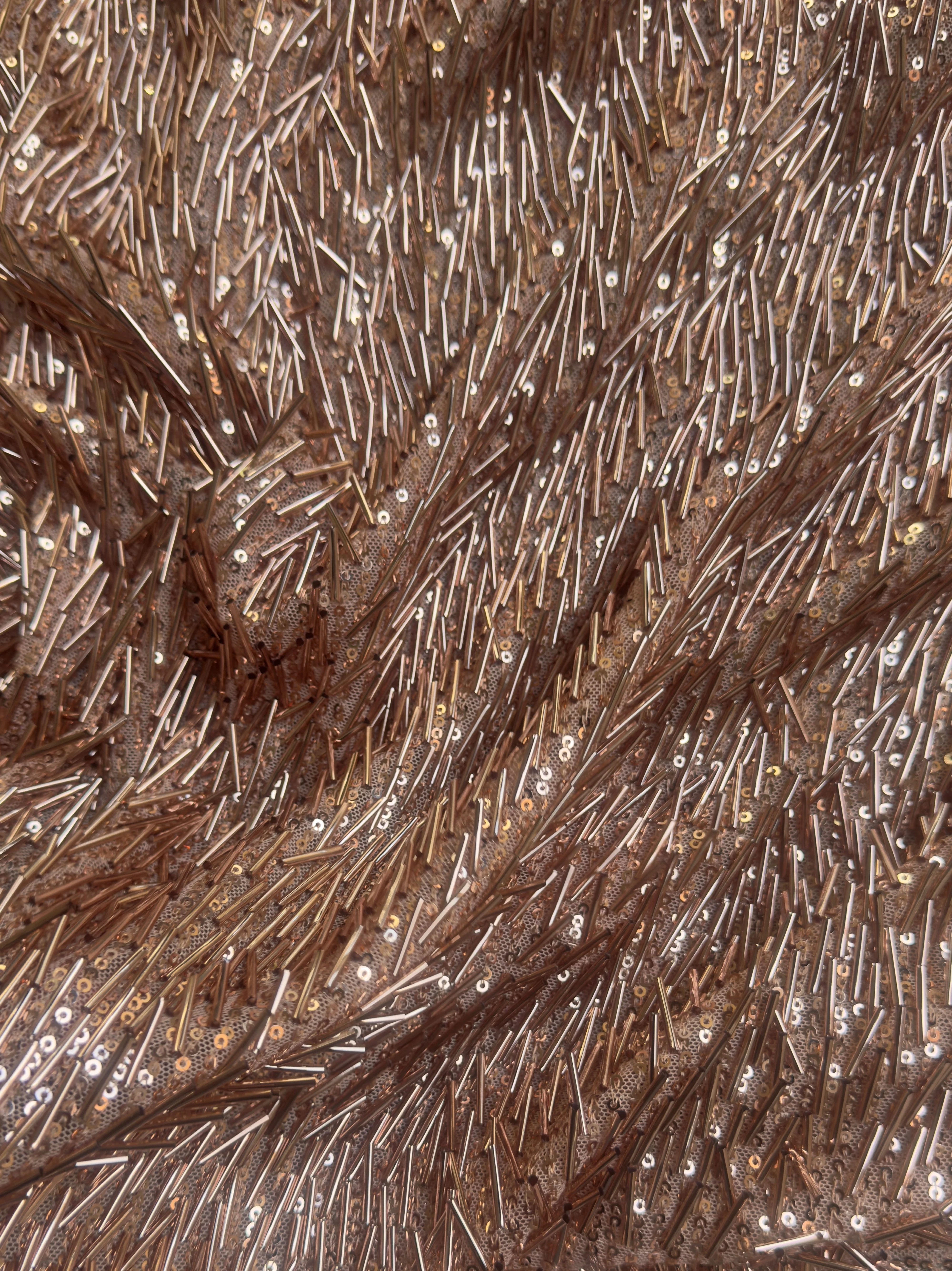 Rose Gold Fringe Sequin on Mesh - Image 6