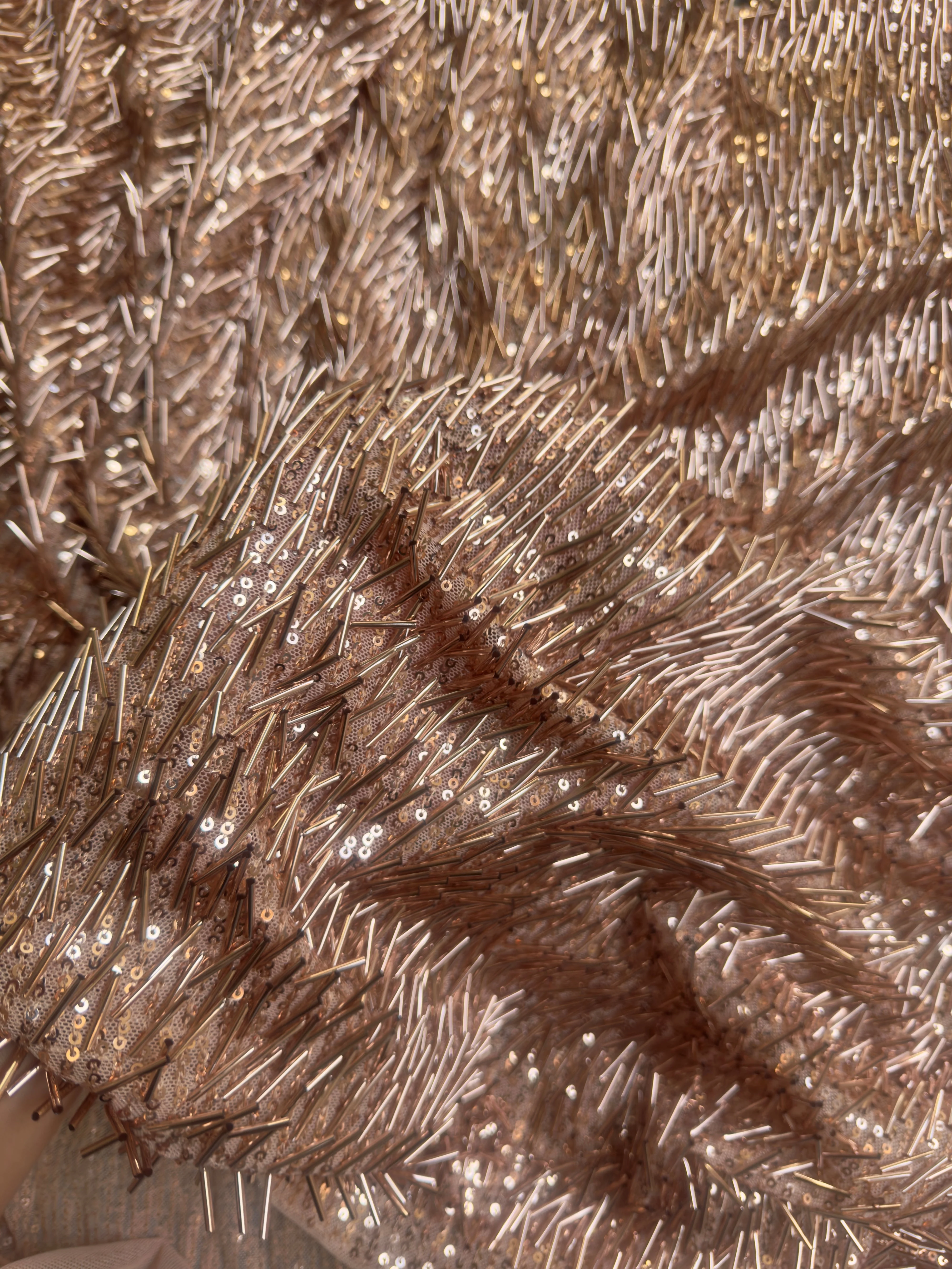 Rose Gold Fringe Sequin on Mesh - Image 7