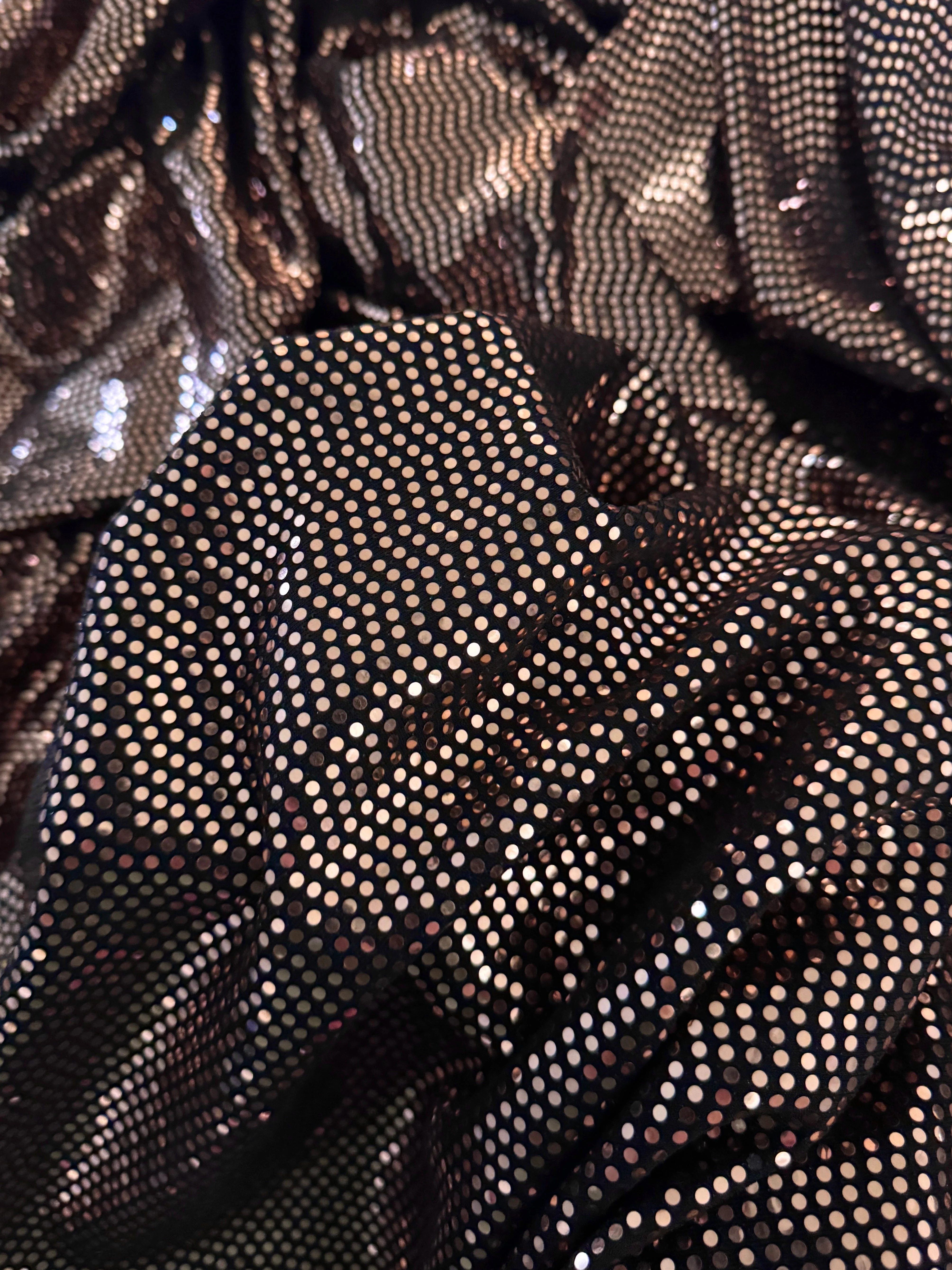 Rose Gold Sequin Mirror Foiled Spandex
