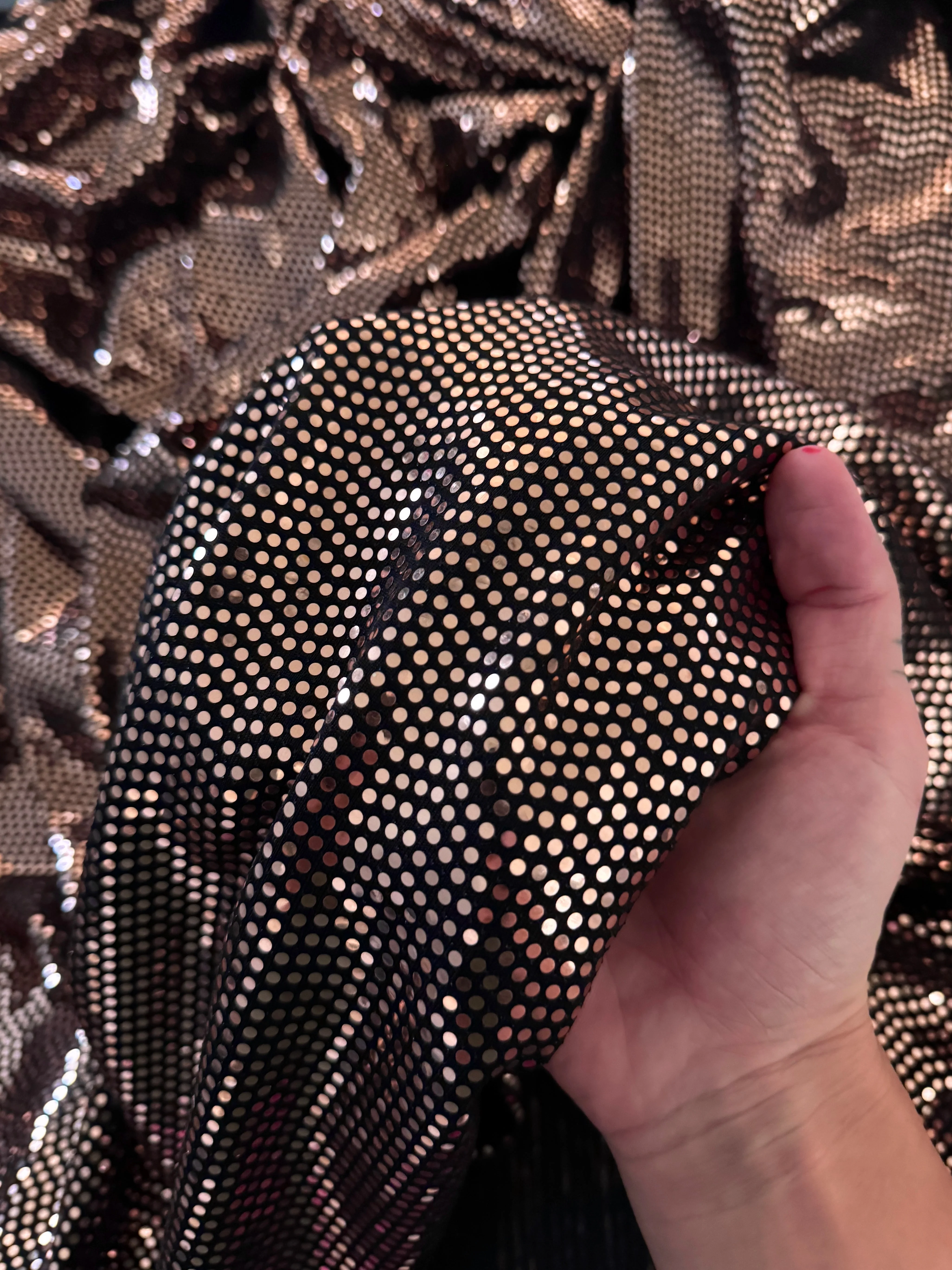 Rose Gold Sequin Mirror Foiled Spandex - Image 8