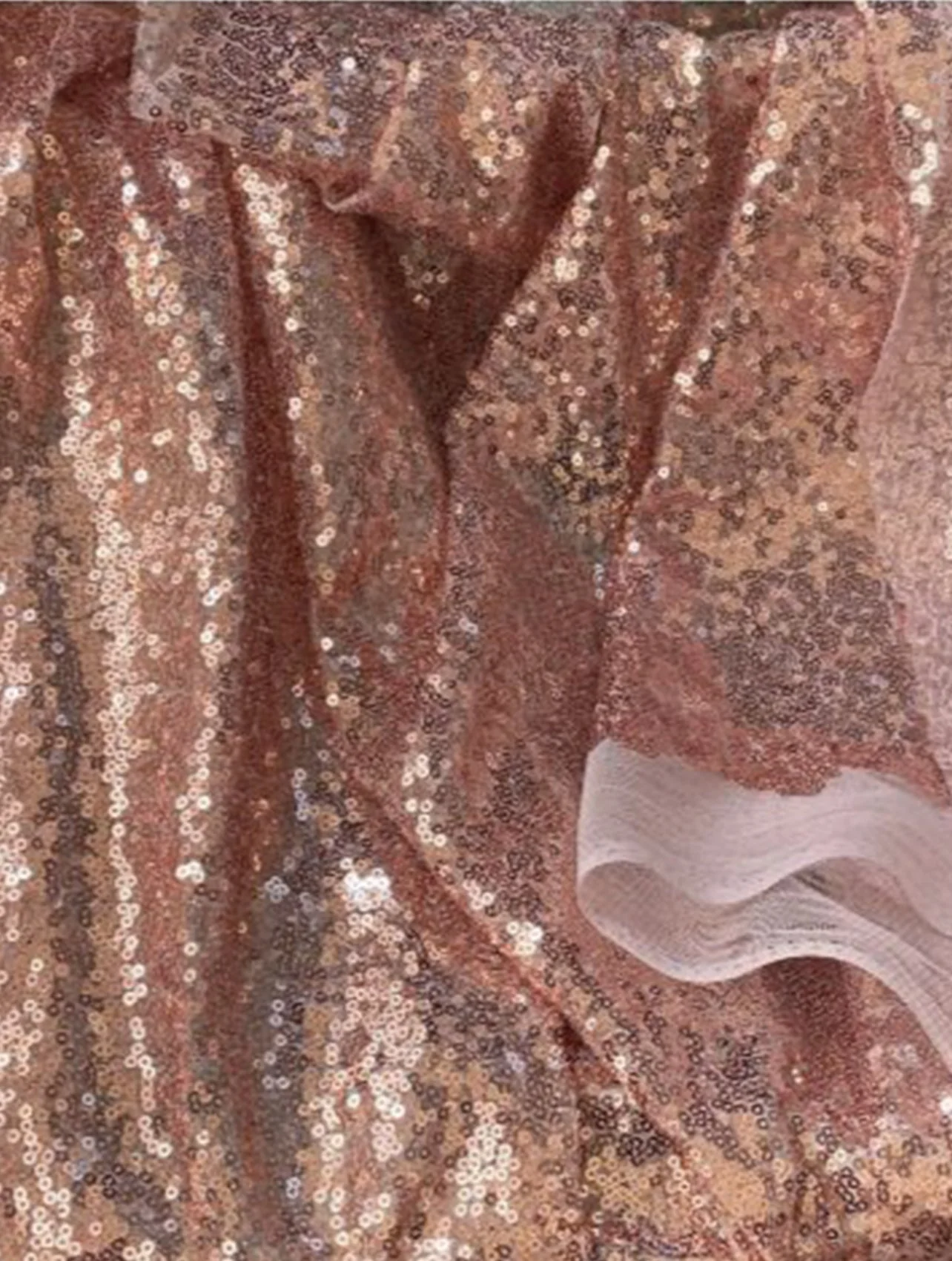 Rose Gold Stretch Sequin on Mesh - Image 6