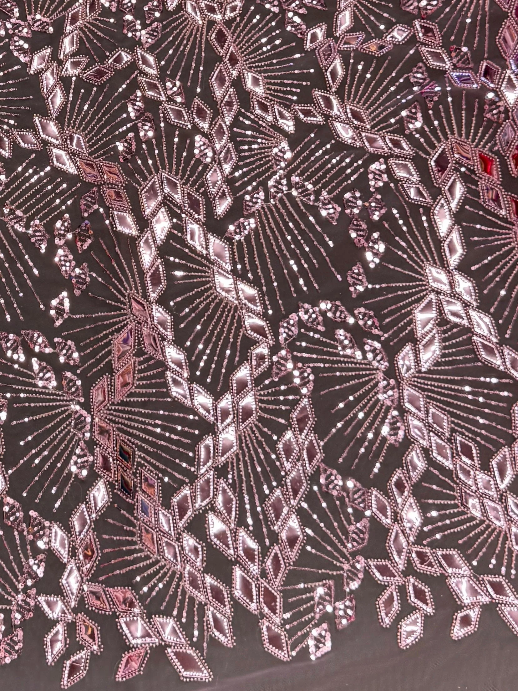 Rose Pink Art Deco Mirror Sequin Lace - Image 4